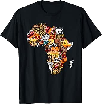 African Native Pride Funny Africa Map Heritage Pattern Gift T-Shirt
