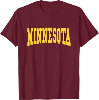 Graphic Apparel Co. - MINNESOTA - Unisex Maroon Crew Neck Short Sleeve T-Shirt - Minnesota Team T-Shirt - Small