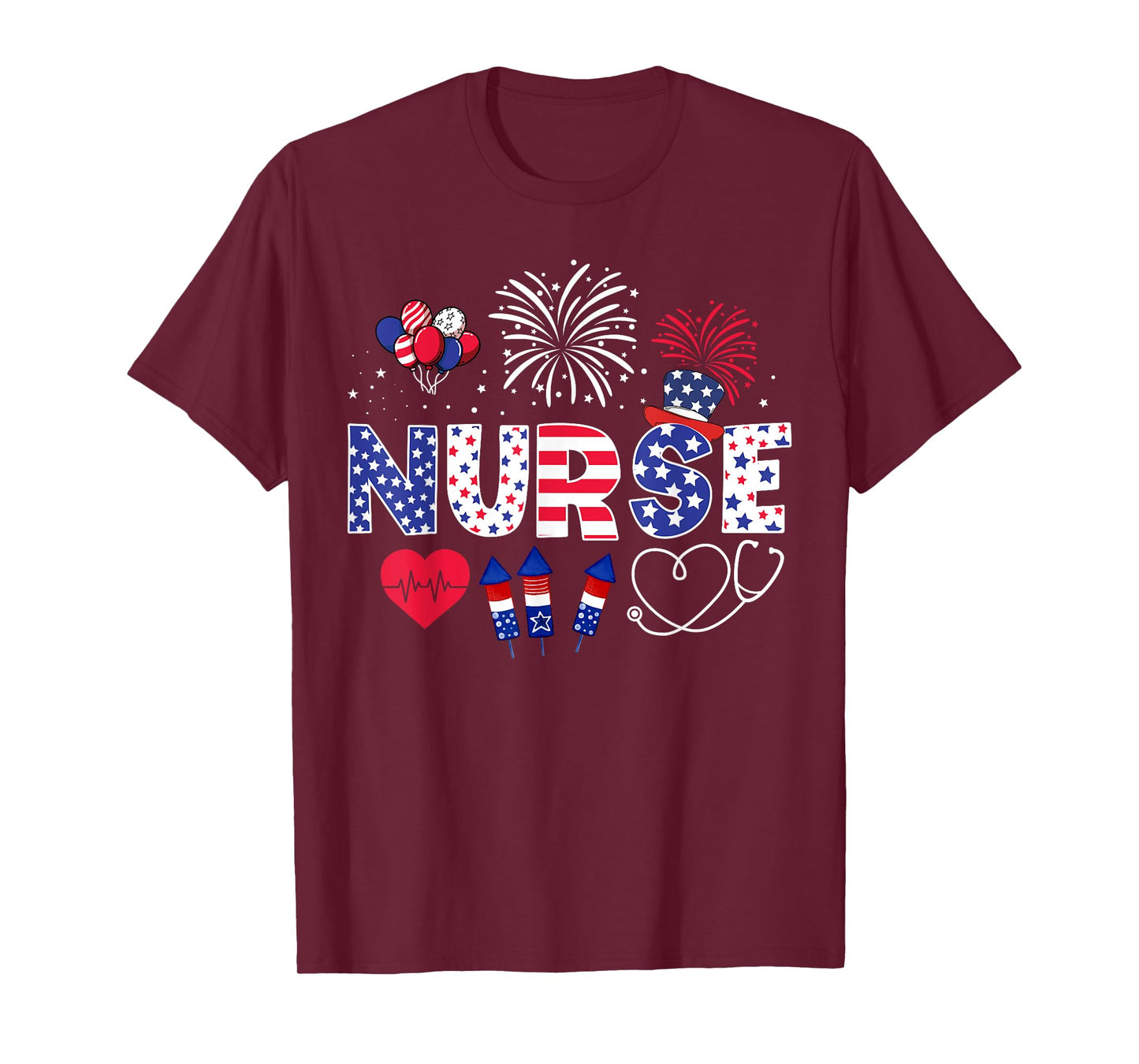4th of July Nurse American Flag Fourth Of July Nurse T-Shirt