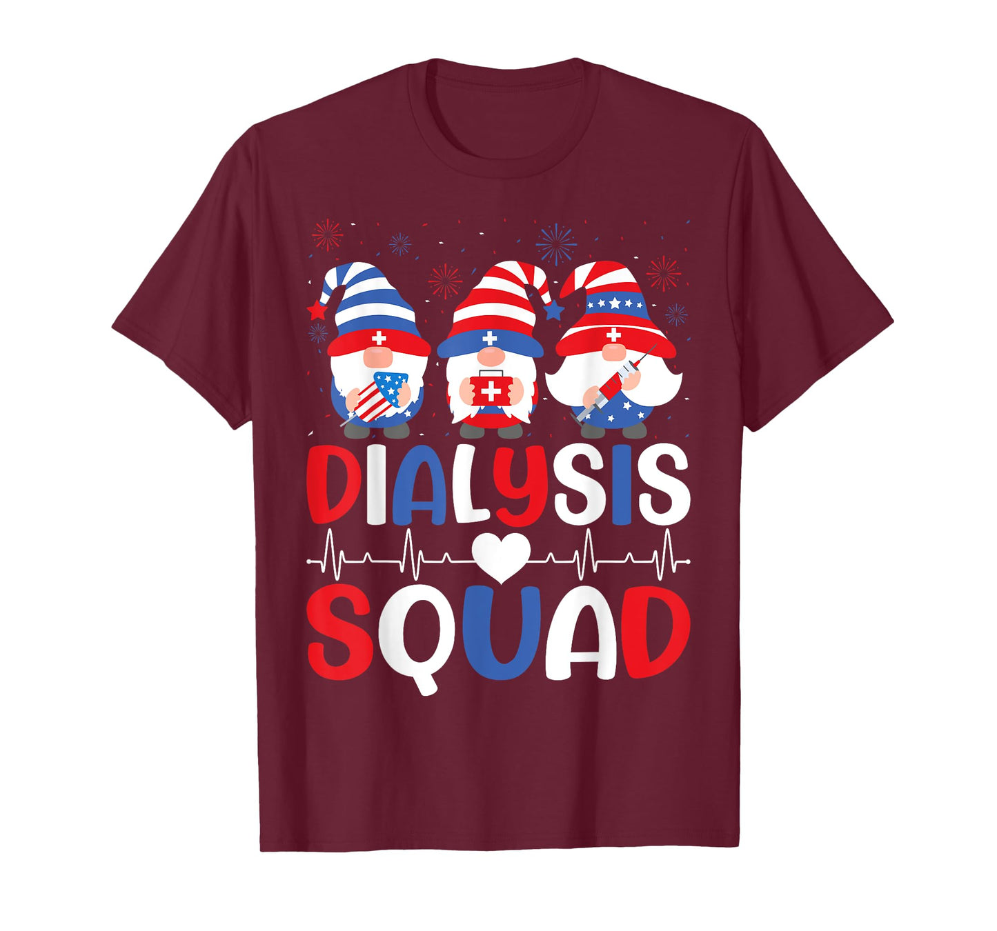 4th Of July Dialysis Squad Gnomes USA Patriotic Nurse T-Shirt for Women Men