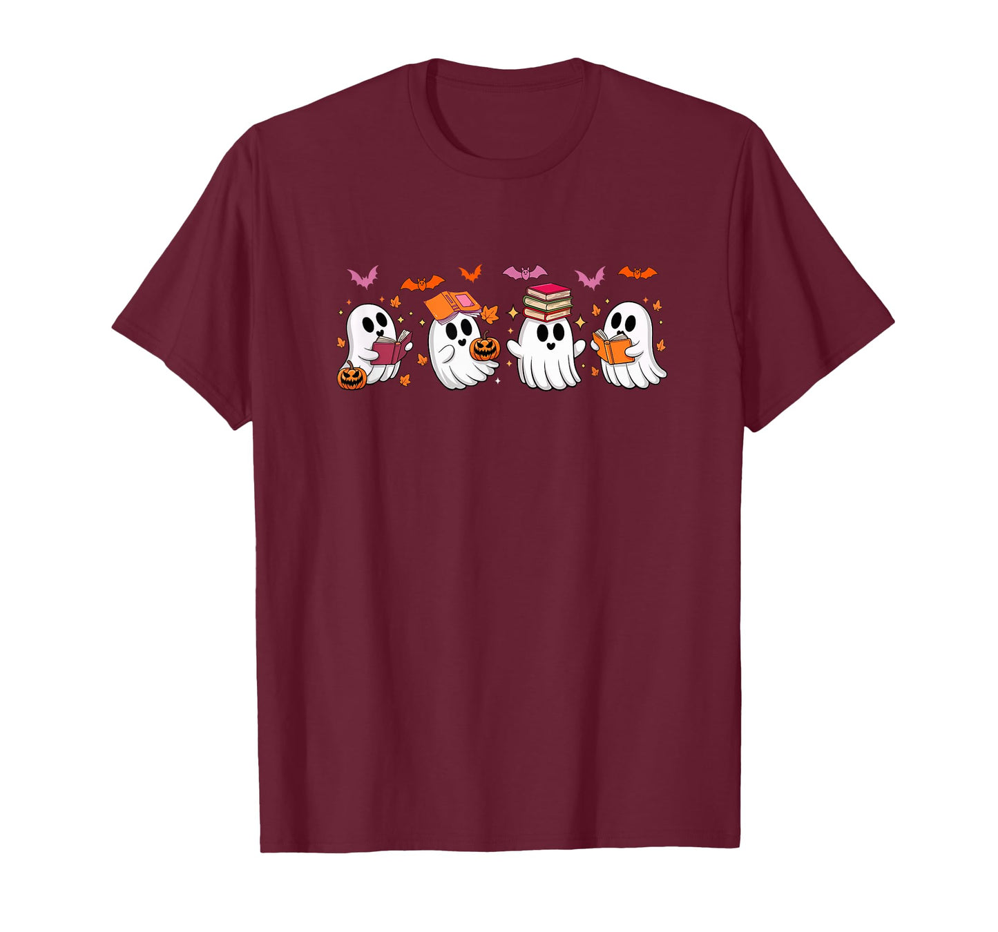 Halloween Group Boo Ghosts Reading Books Bookworm Librarian T-Shirt
