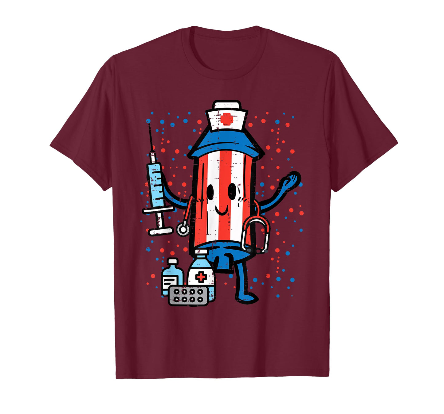 4th Of July Firecracker Nurse Funny America Scrub Top Women T-Shirt