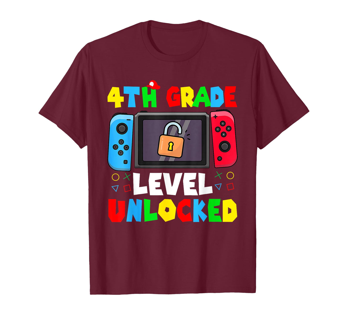 4th Grade Level Unlocked Back to School First Day Gamer Boys T-Shirt