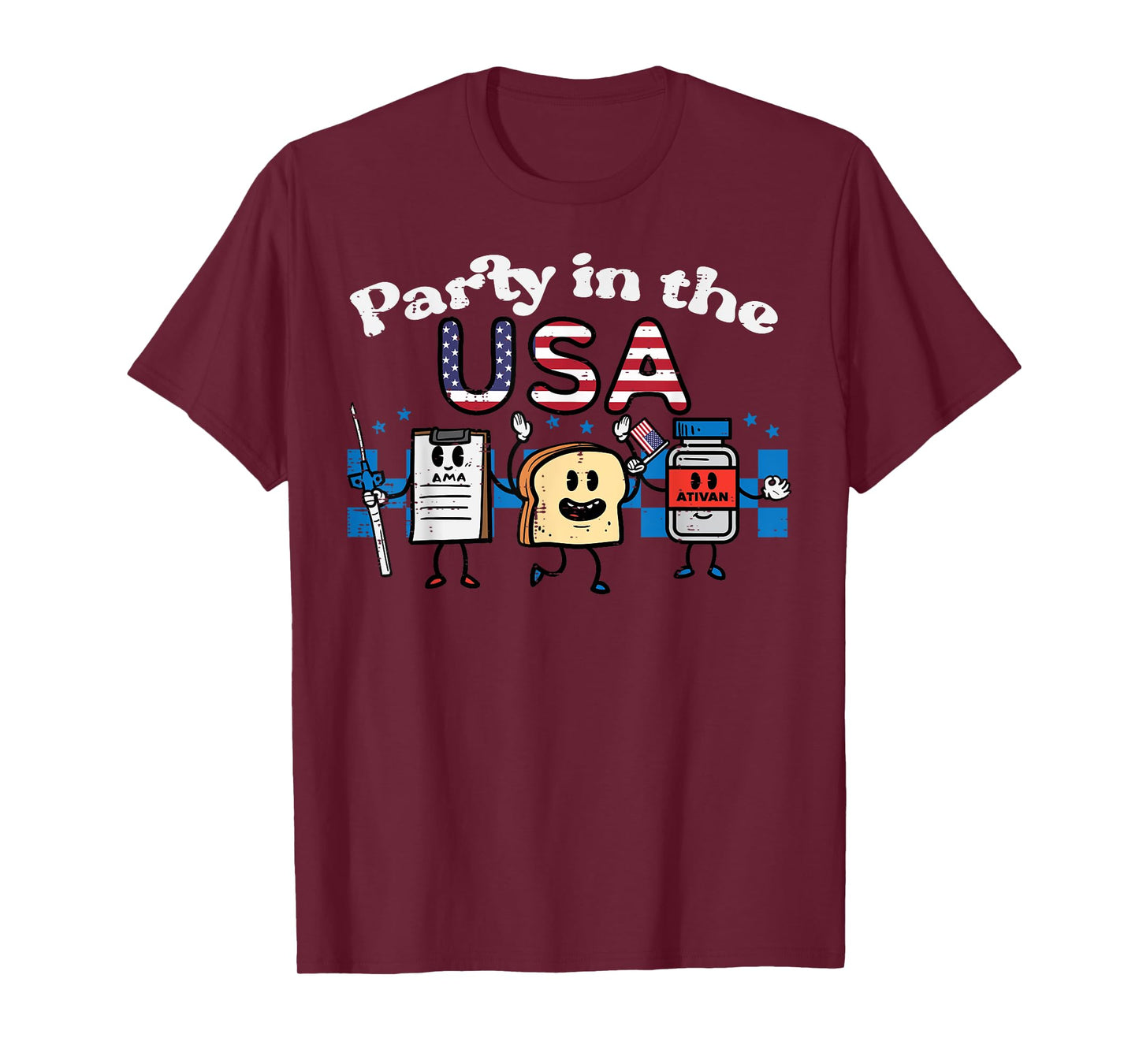 4th July Nurse Party USA Ativan Scrub Top Patriot Women Men T-Shirt