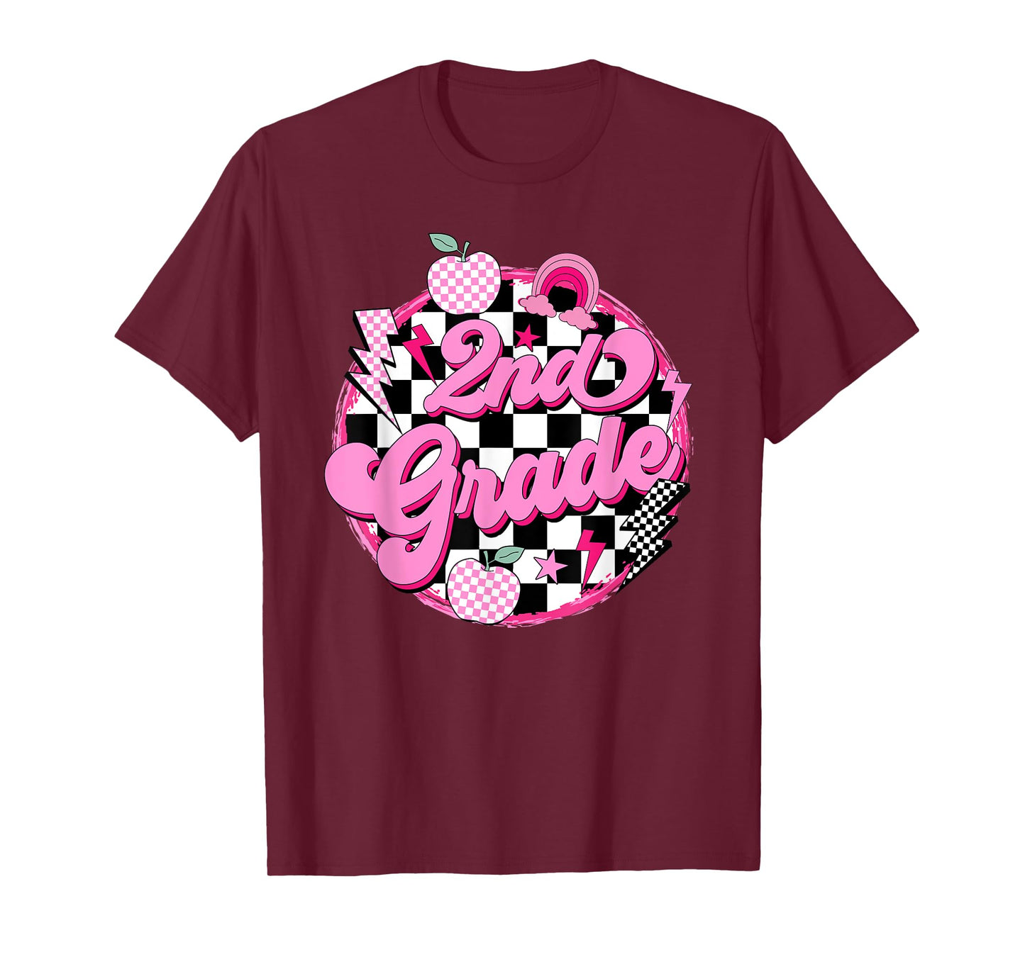 2nd Grade Teacher Women Retro Checkered First Day of School T-Shirt