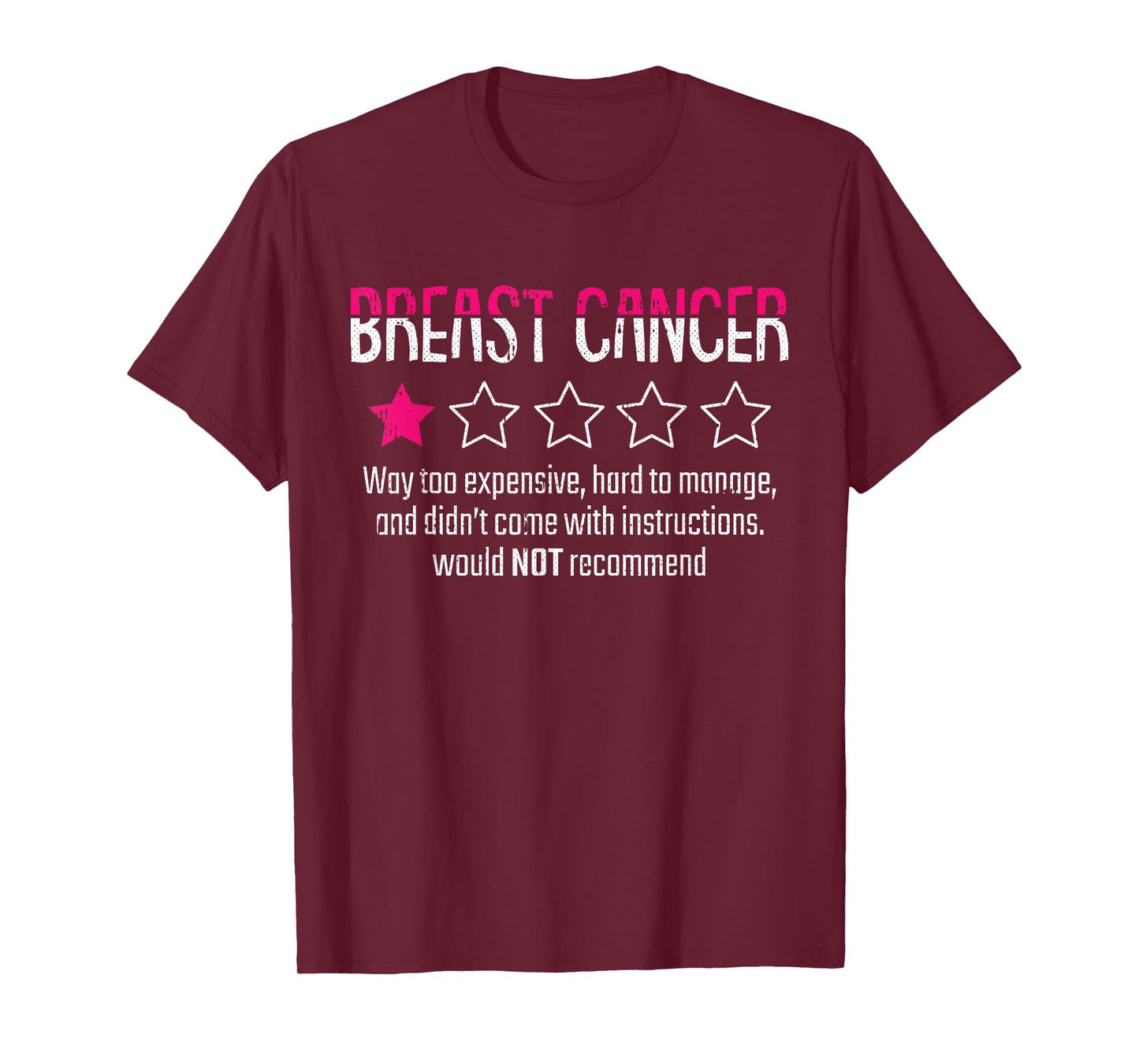1 Star Rating Breast Cancer Awareness Funny Fighter T-Shirt