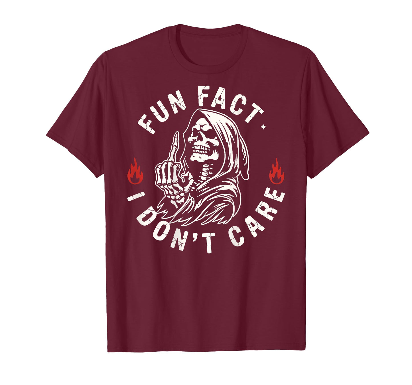 (ON Back) Fun Fact I Don't Care Grim Reaper Skeleton T-Shirt
