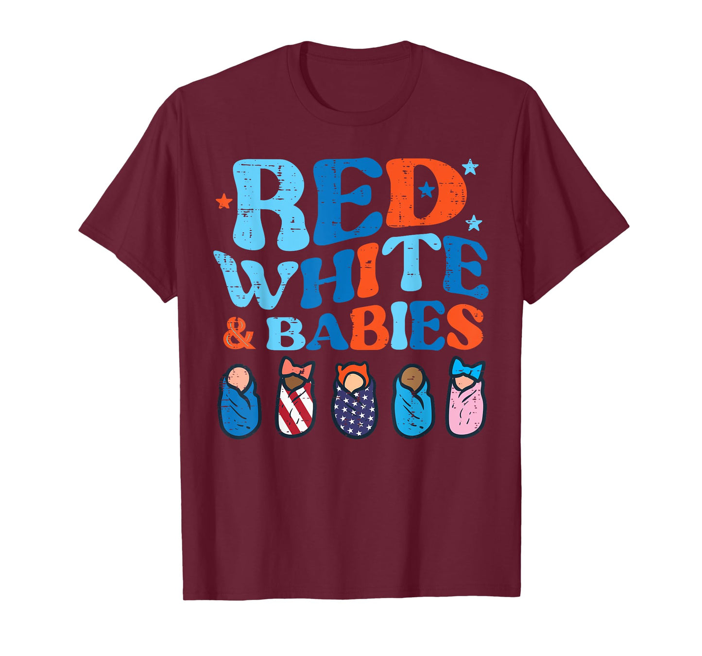 4th July Nicu Nurse Red White Babies Patriot Scrub Top Women T-Shirt