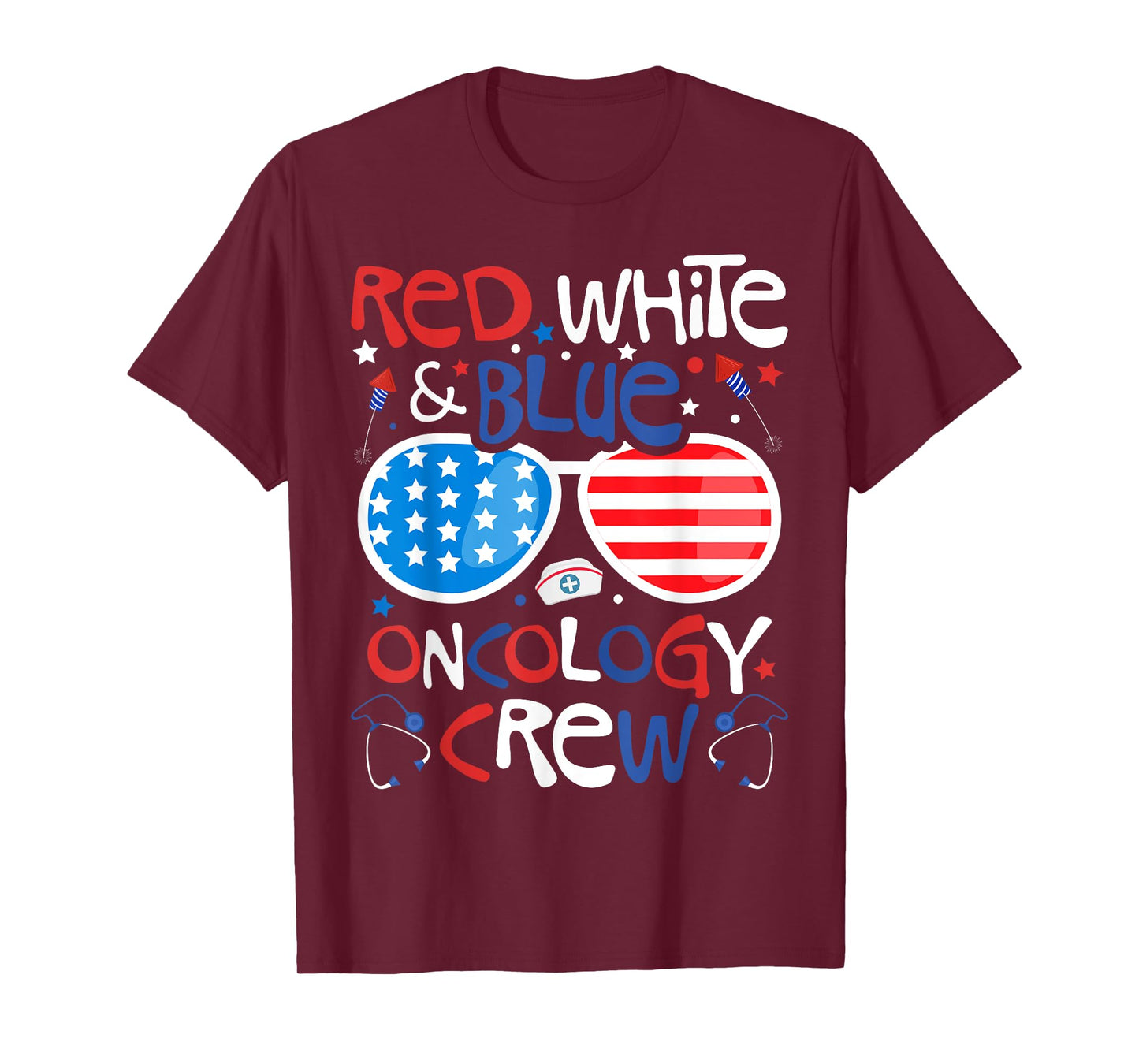 4th of July Red White Blue Oncology Crew Patriotic Nurse T-Shirt
