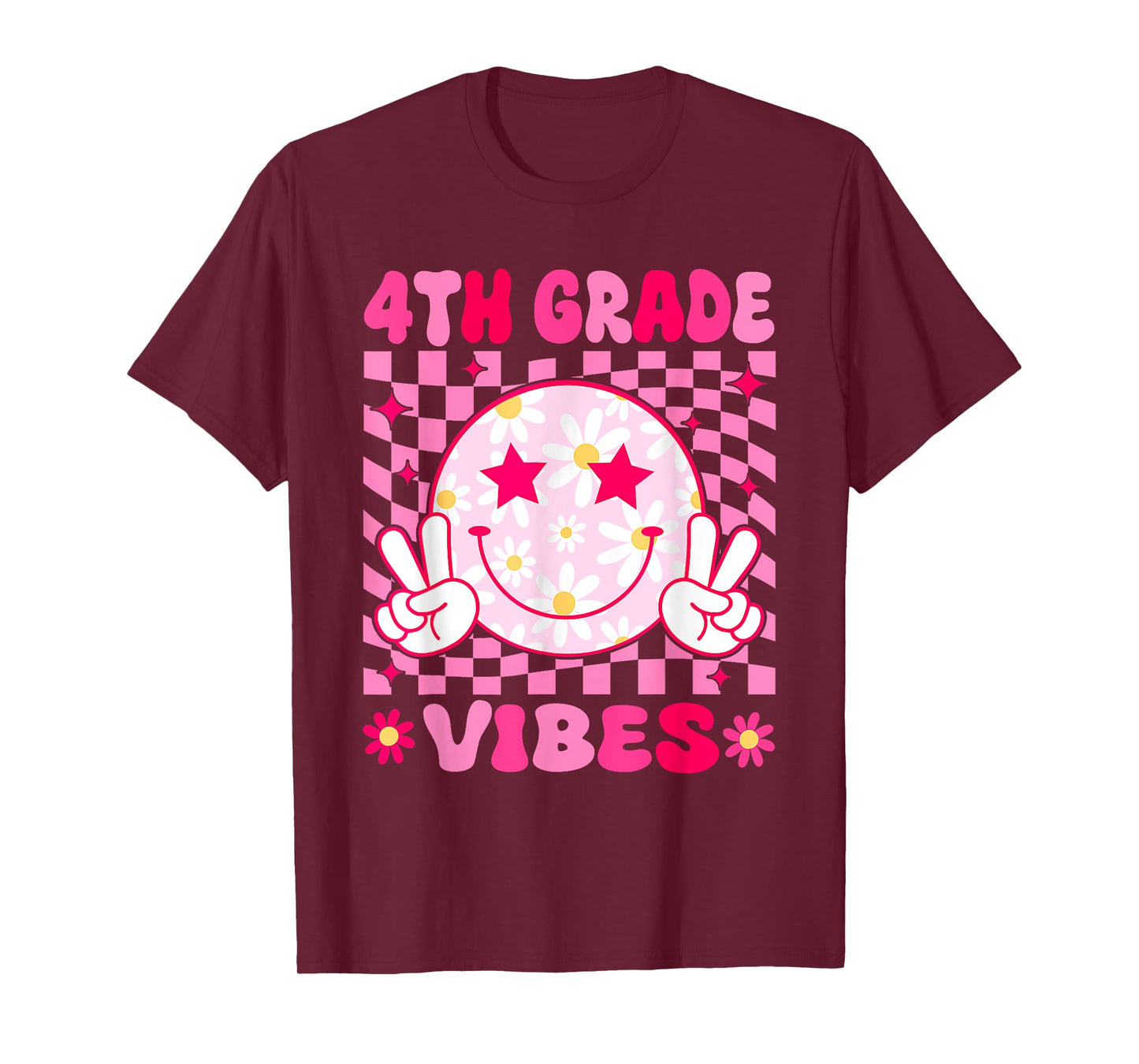 4th Grade Vibes Smile Face Fourth grade Girls Back to School T-Shirt