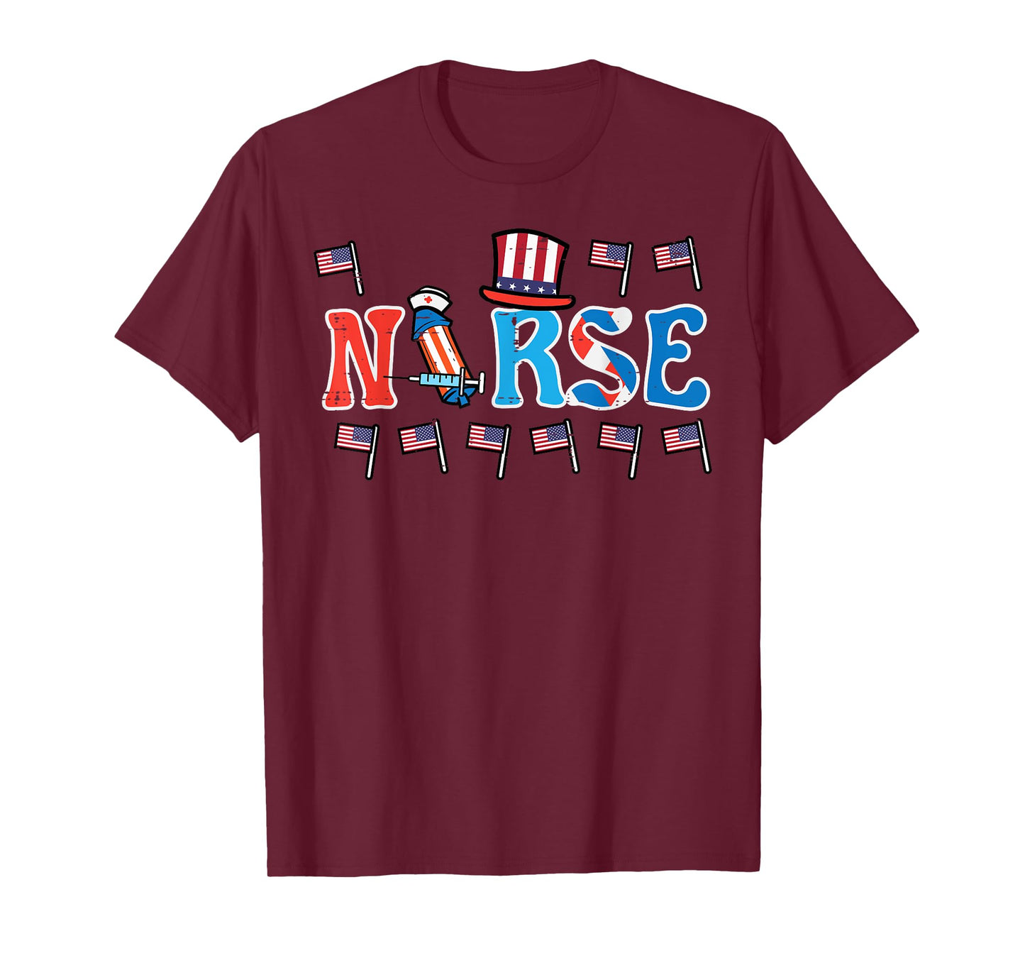 4th Of July Nurse US Flags Patriotic Scrub Top Women Men T-Shirt