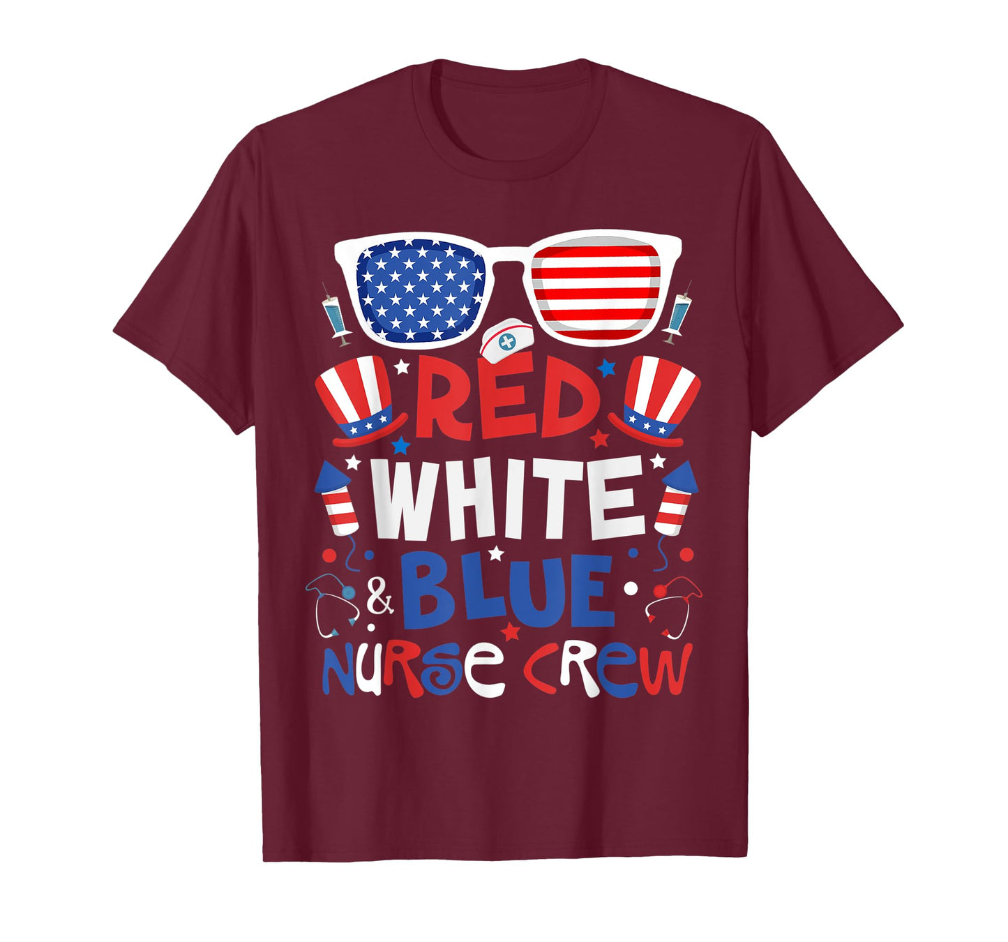 4th Of July Nurse Crew Scrub Tops Patriotic Nurses Matching T-Shirt for Women Kids Men