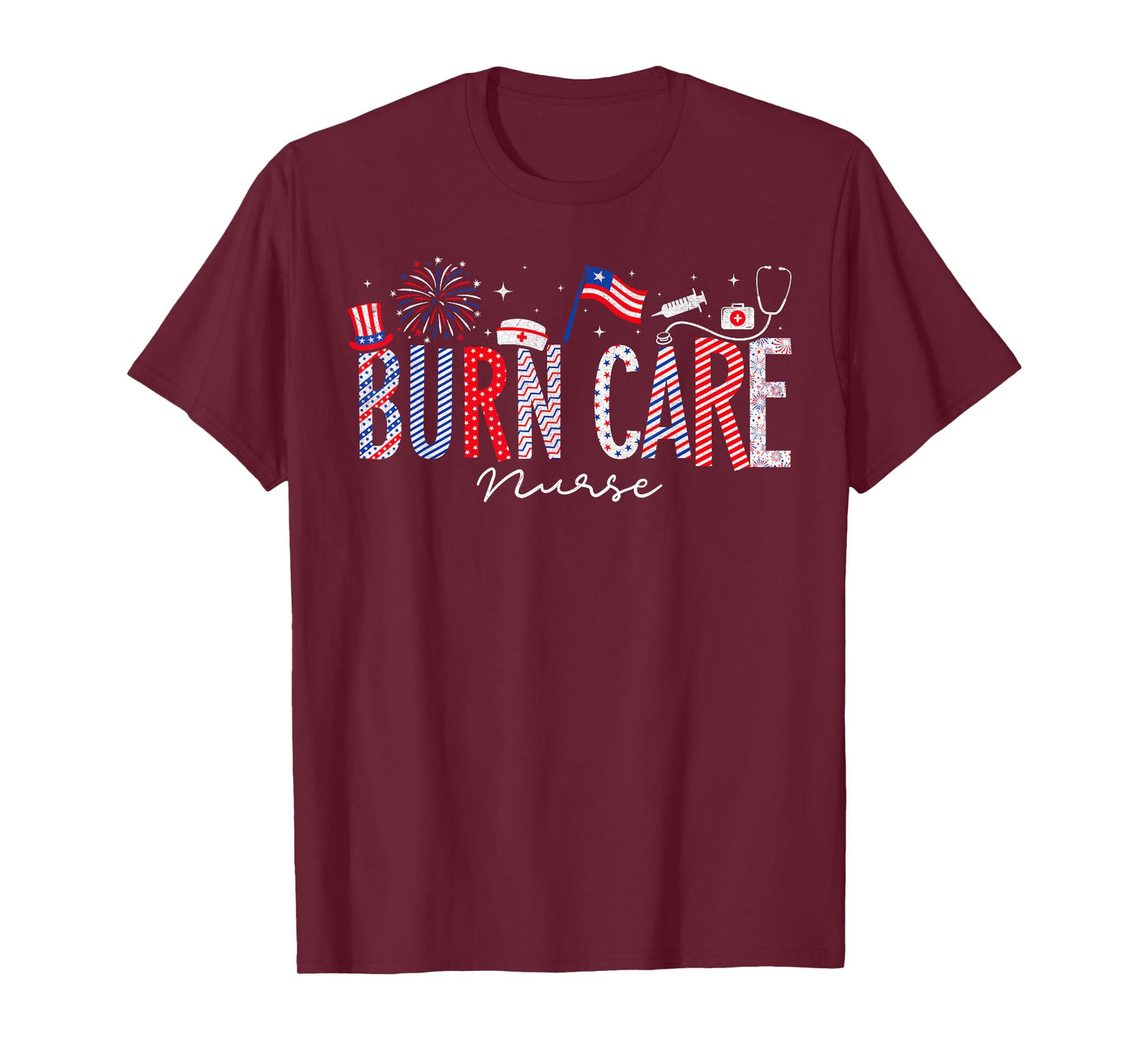 4th Of July Burn Care Nurse Scrub Tops Patriotic Nurses T-Shirt for Women Men