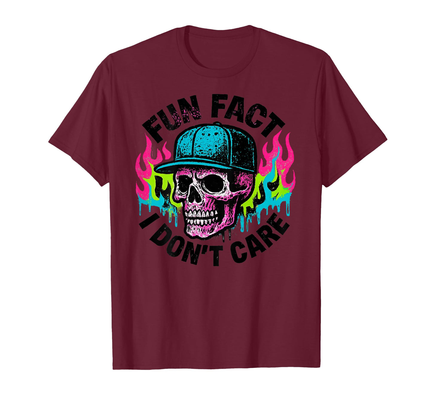 (ON Back) Fun Fact I Don't Care Funny Skeleton Humor Quote T-Shirt