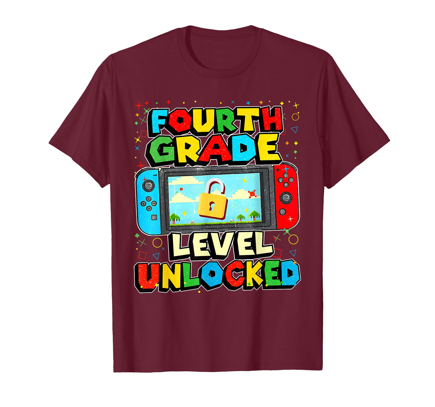 4th Grade Level Unlocked Funny Gamer Boys Back To School T-Shirt
