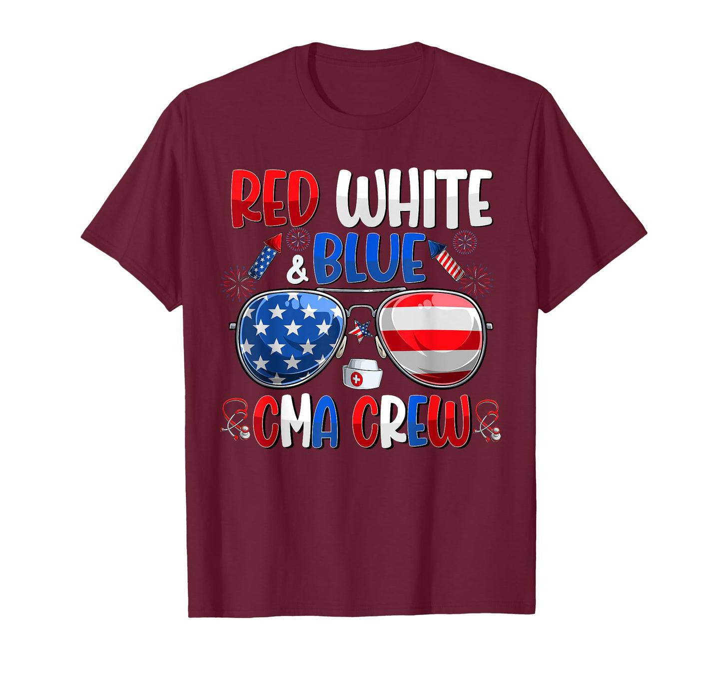 4th Of July CMA Crew Scrub Tops Medical Assistants Matching T-Shirt for Women Men