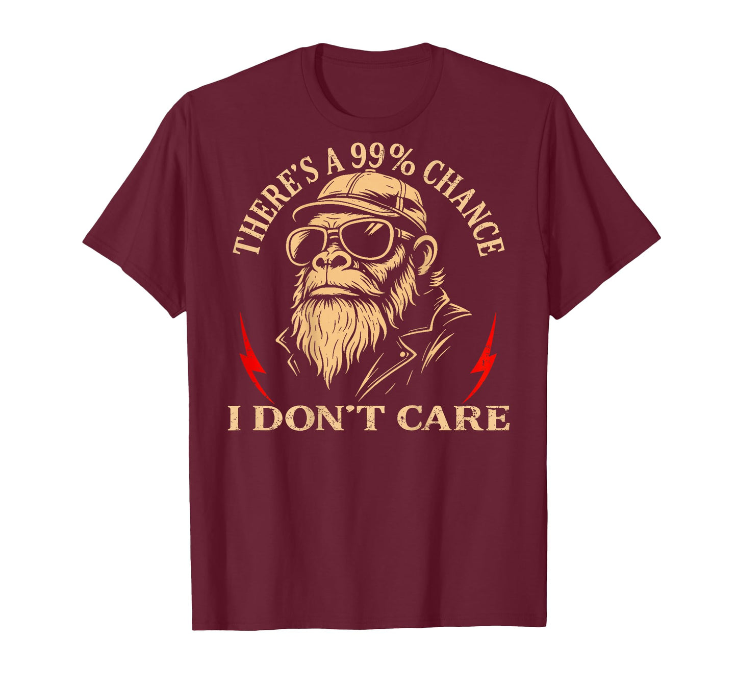 (ON Back) There's A 99% Chance I Don't Care Funny Monkey Men T-Shirt
