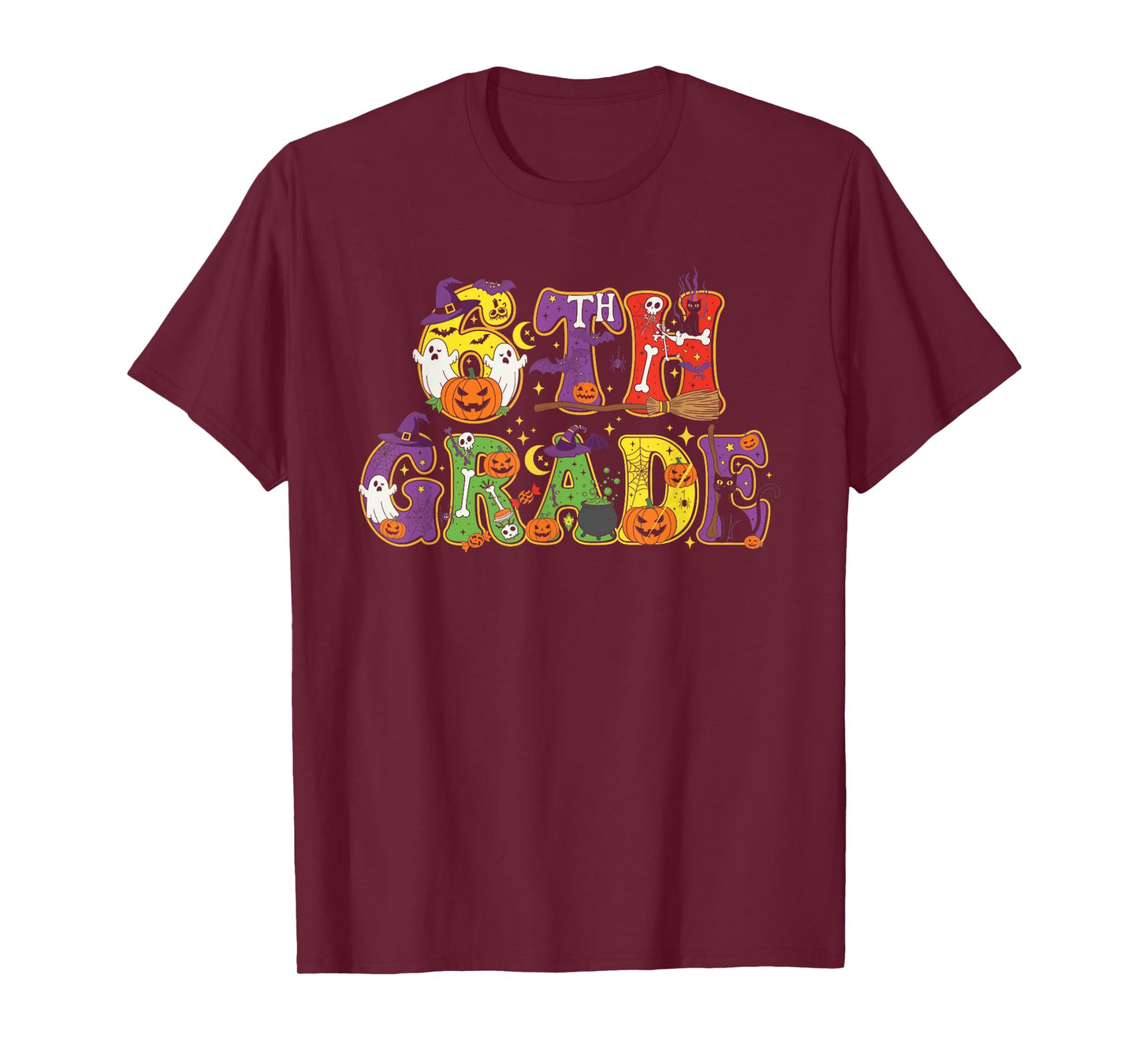 5th Grade Pumpkin Ghost Skeleton Halloween Kids Mens Womens T-Shirt