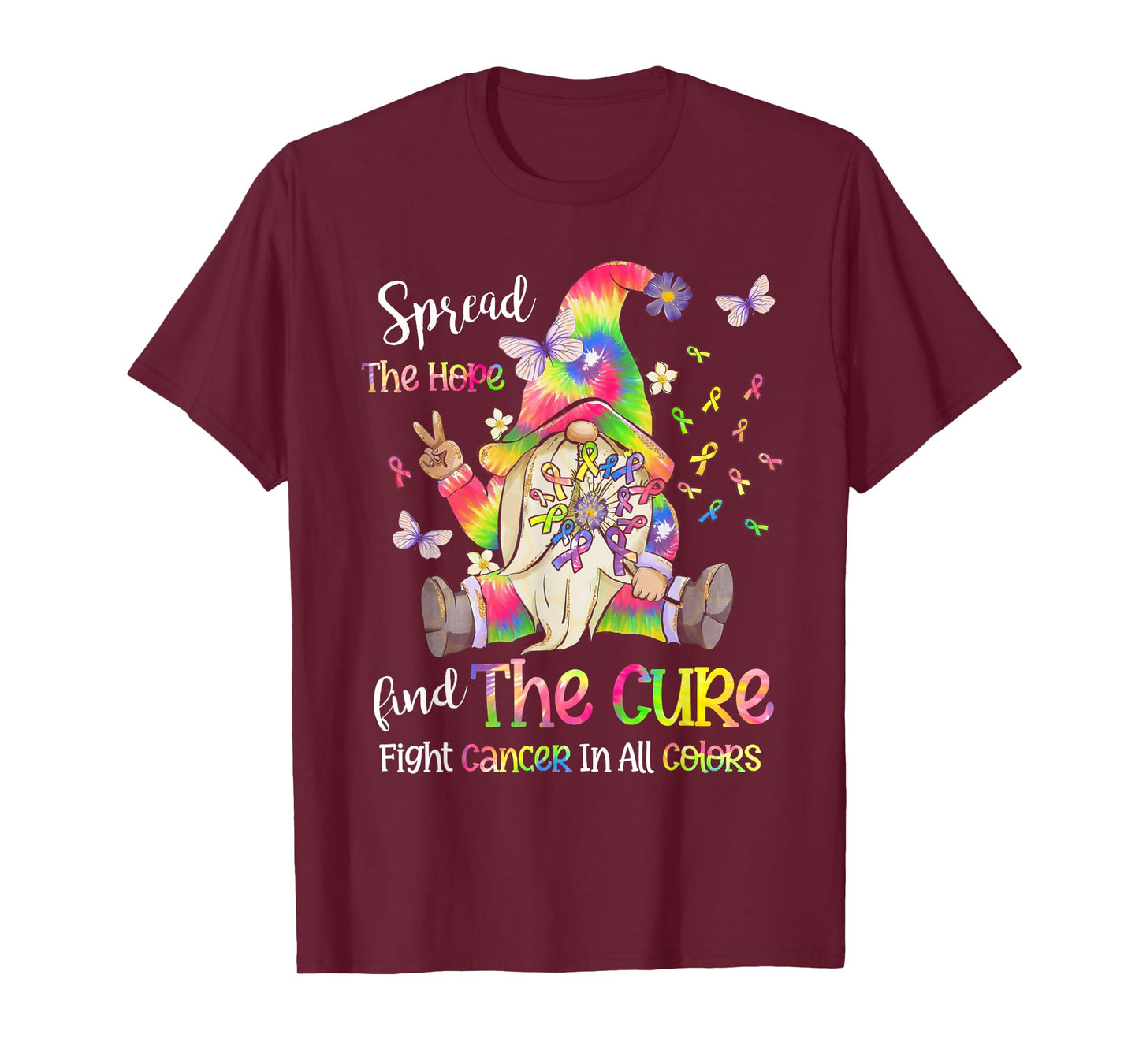 Fight Cancer In All Color Gnome Fight Cancer Ribbons T-Shirt