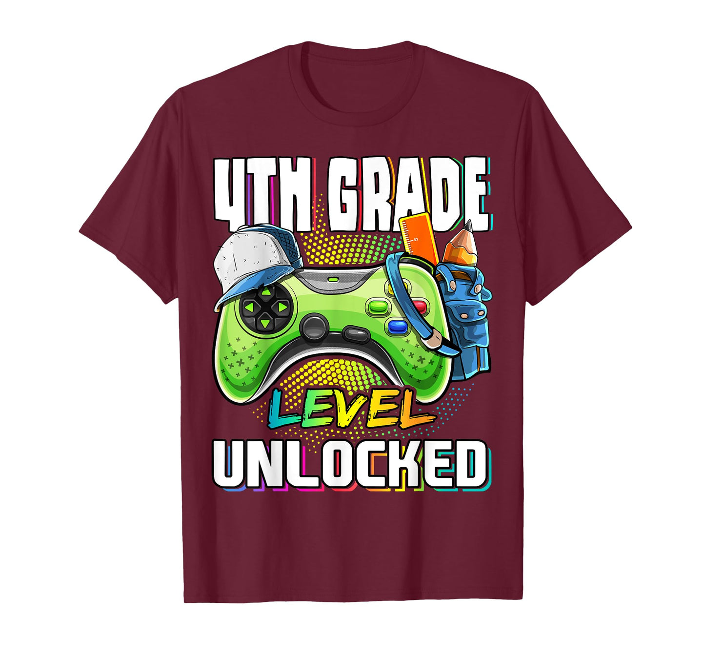 4th Grade Level Unlocked Video Game Back to School Boys T-Shirt