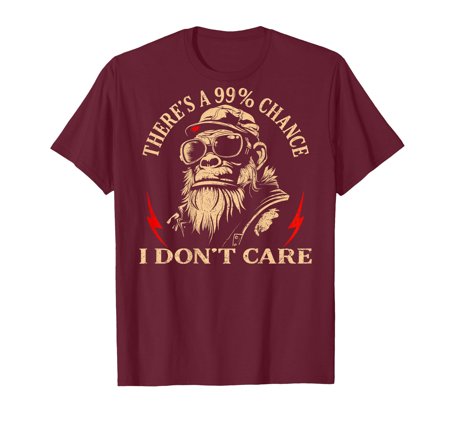 (ON Back) There's A 99% Chance I Don't Care Funny Monkey Men T-Shirt