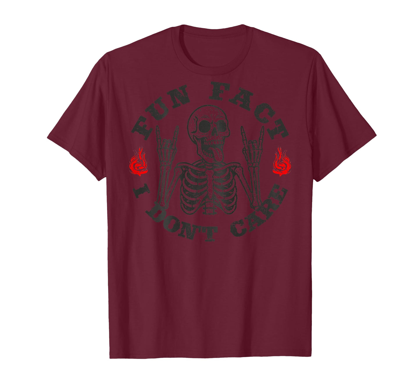 (ON Back) Fun Fact I Don't Care Funny Skeleton Saying Quote T-Shirt