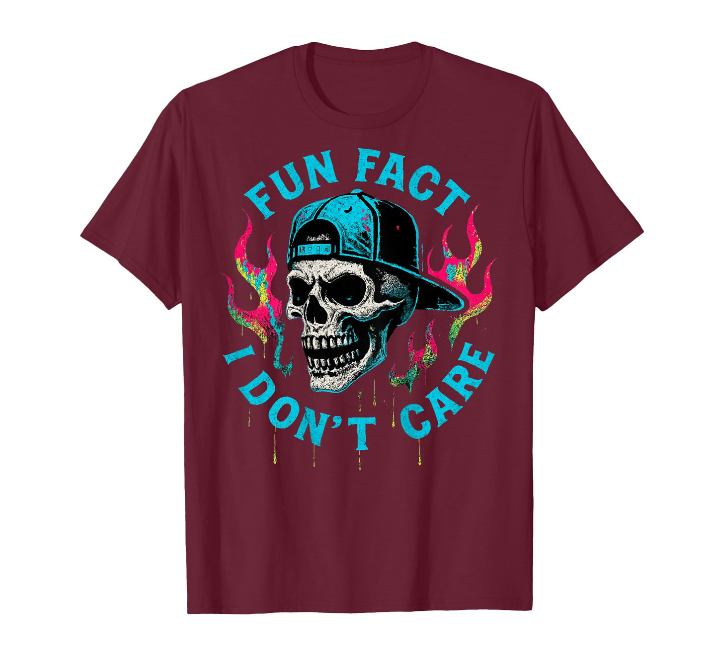 (ON Back) Fun Fact I Don't Care Funny Skeleton Quote Graphic T-Shirt