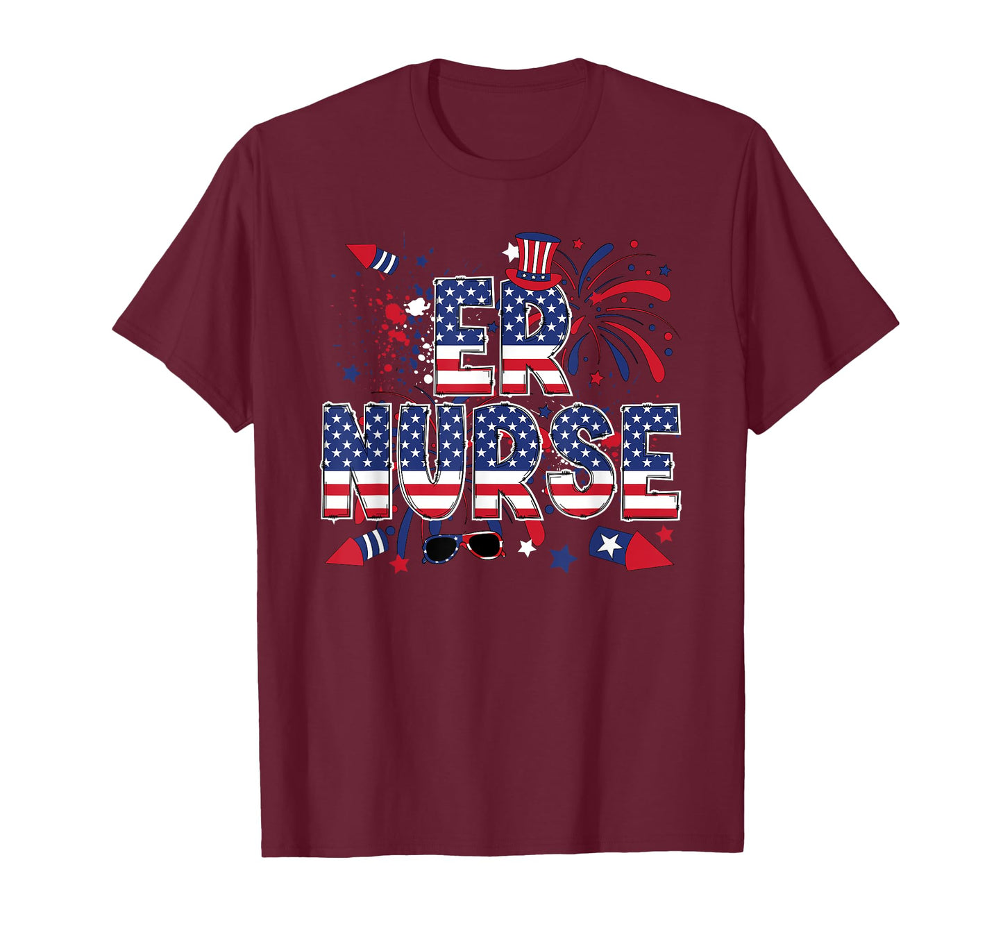 4th Of July Emergency Nurse American Flag ER Nurse T-Shirt