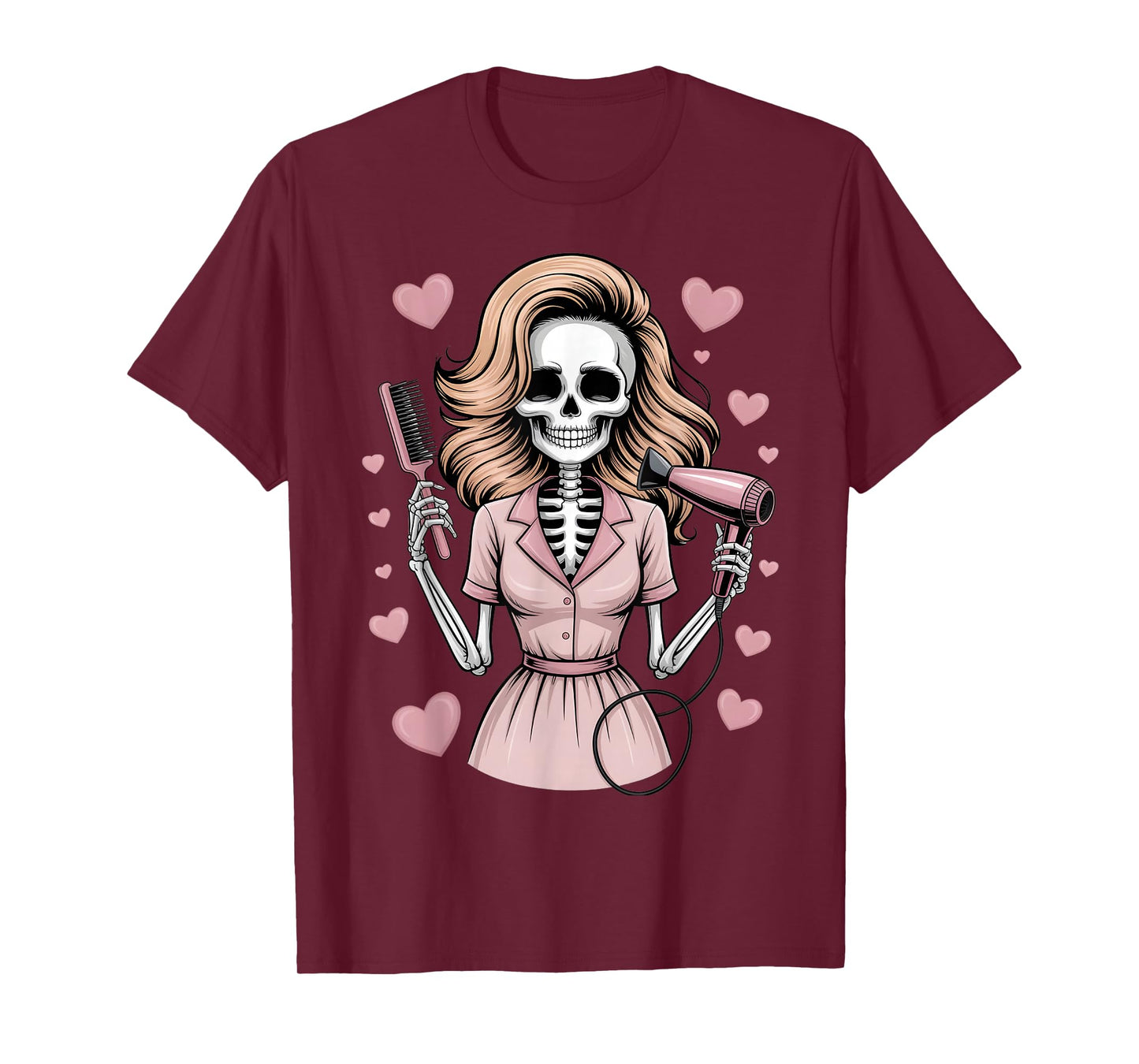 Halloween Gothic Skeleton Hairdresser T-Shirt