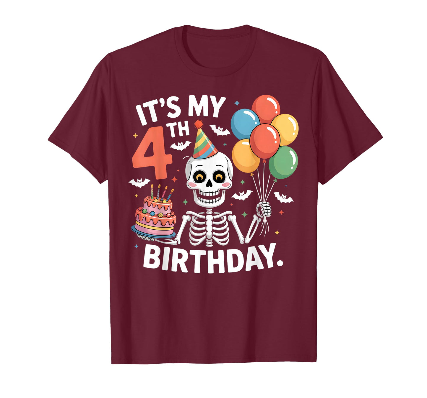 4th Birthday Skeleton Halloween Party for Kids T-Shirt
