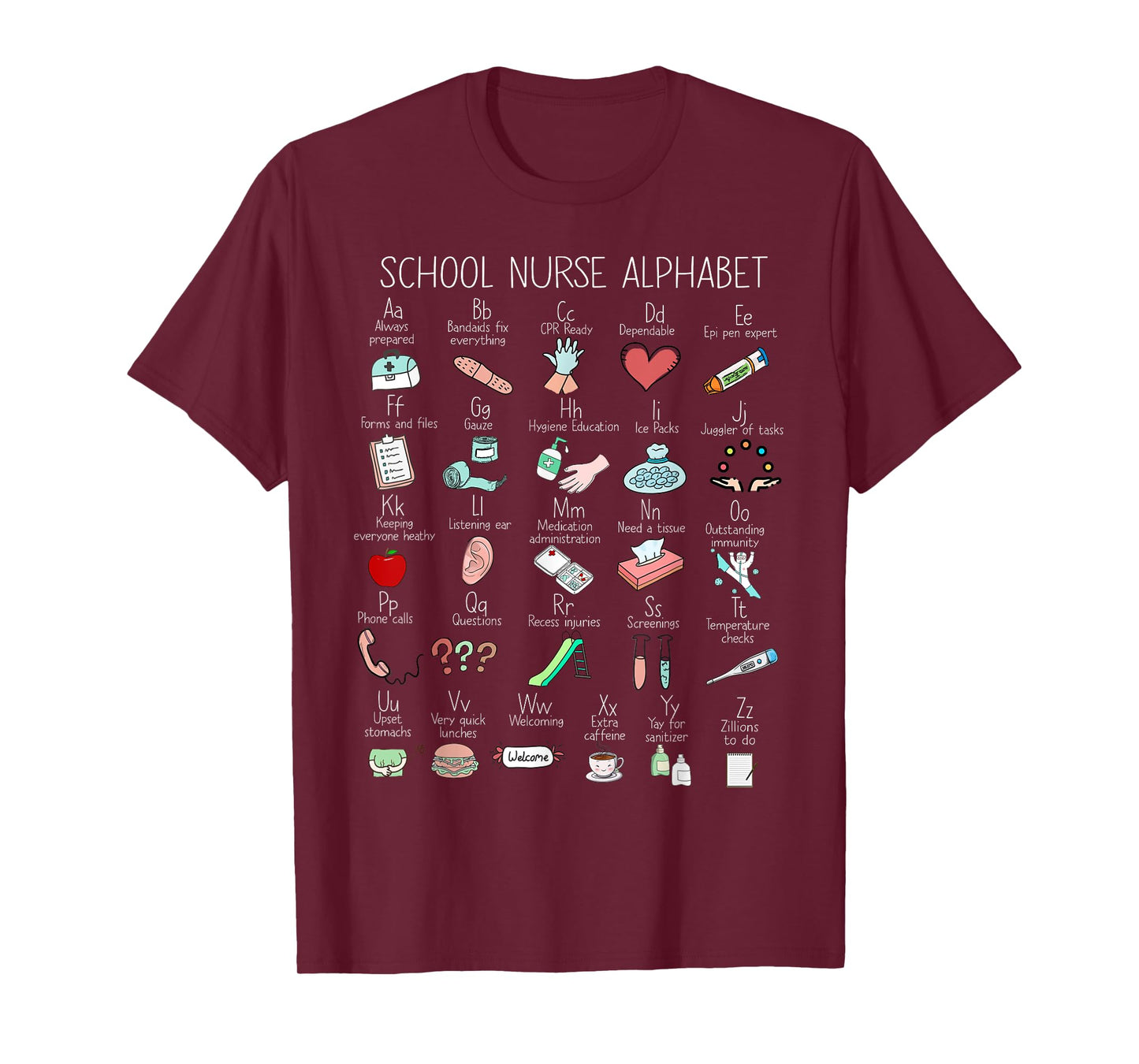 ABC School Nurse Alphabet Nurse Appreciation Nurse Educator T-Shirt