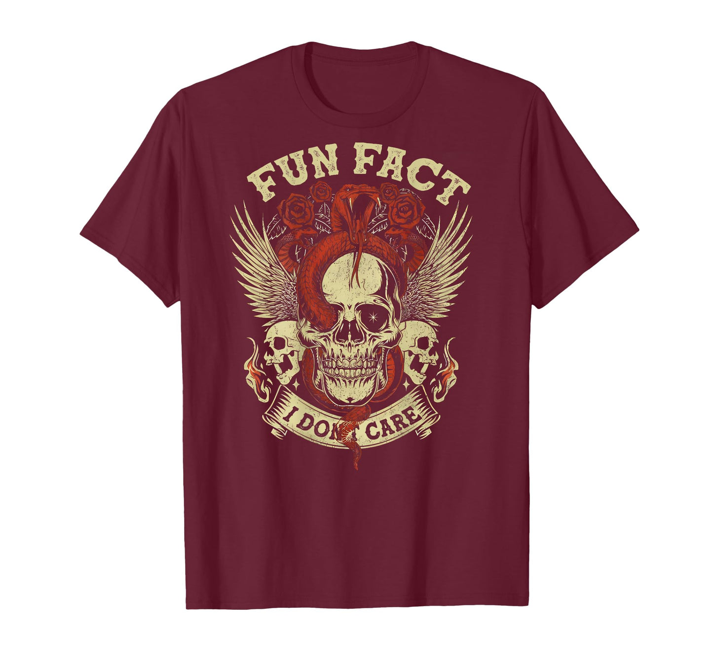 (ON Back) Fun Fact I Don't Care Funny Skeleton Saying Quote T-Shirt