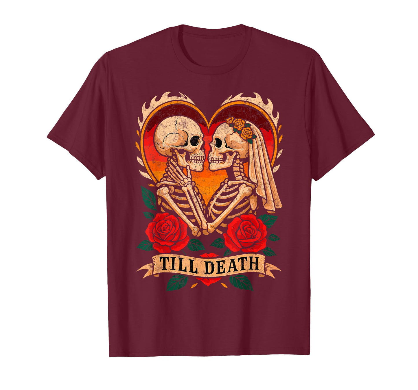 'Til Death Couple Skeletons Tee American Traditional Tattoo T-Shirt