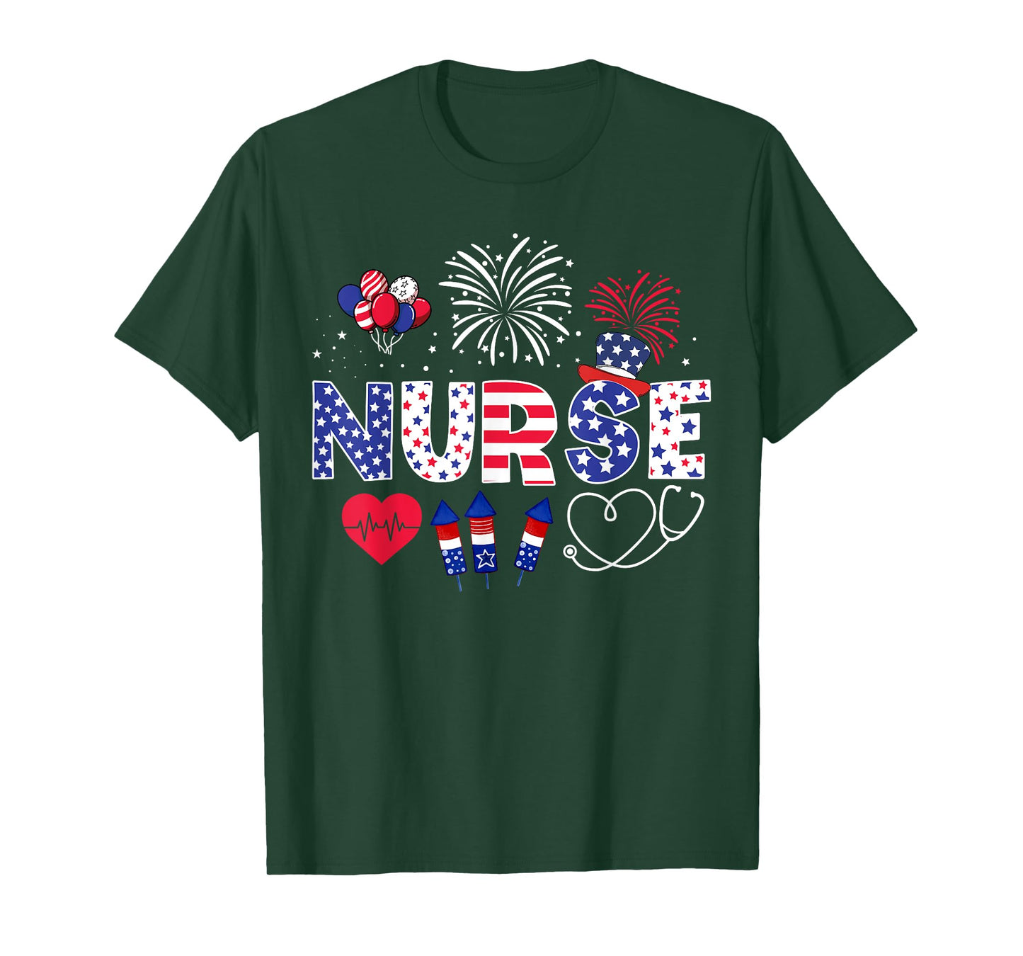 4th of July Nurse American Flag Fourth Of July Nurse T-Shirt