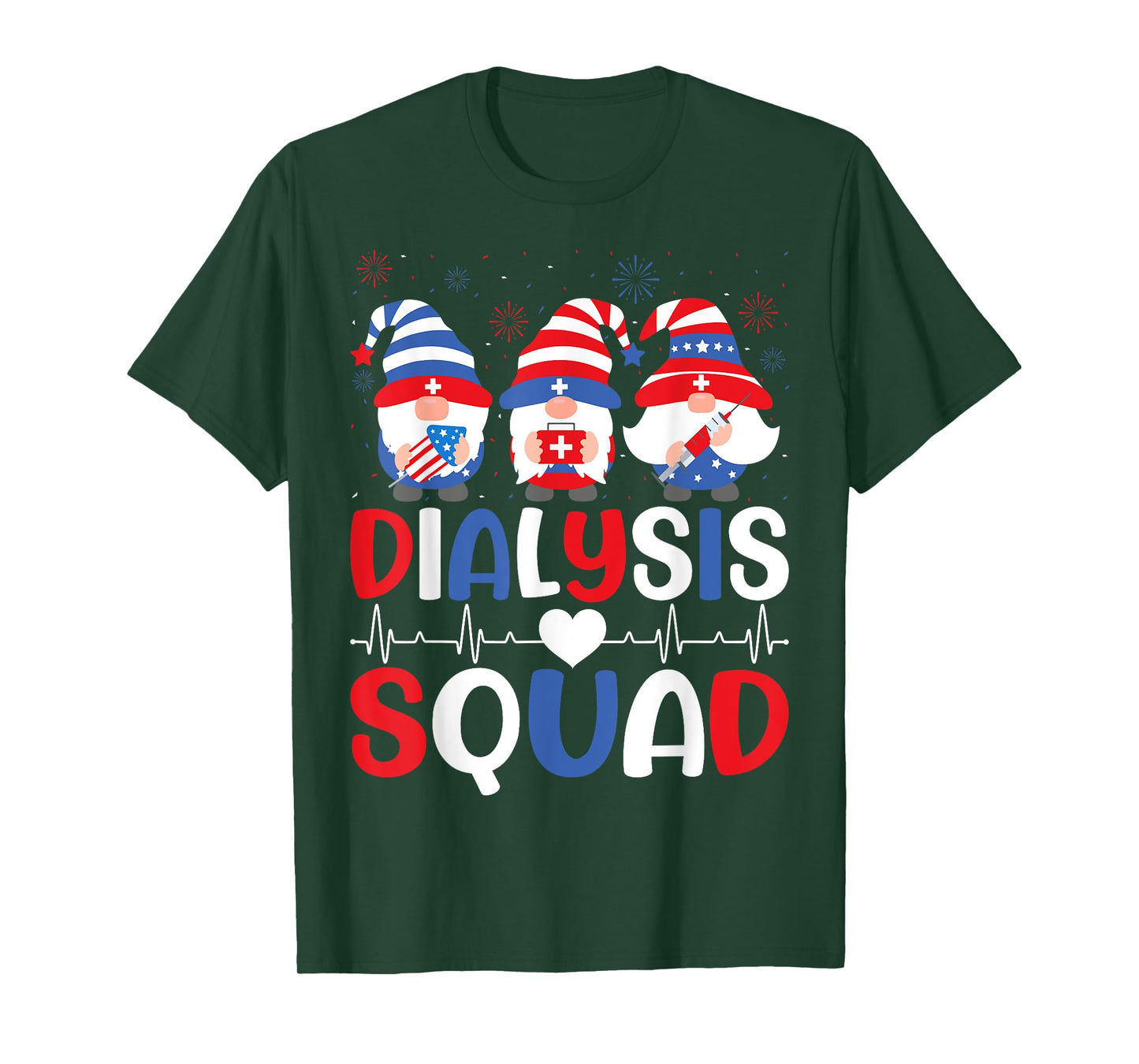 4th Of July Dialysis Squad Gnomes USA Patriotic Nurse T-Shirt for Women Men