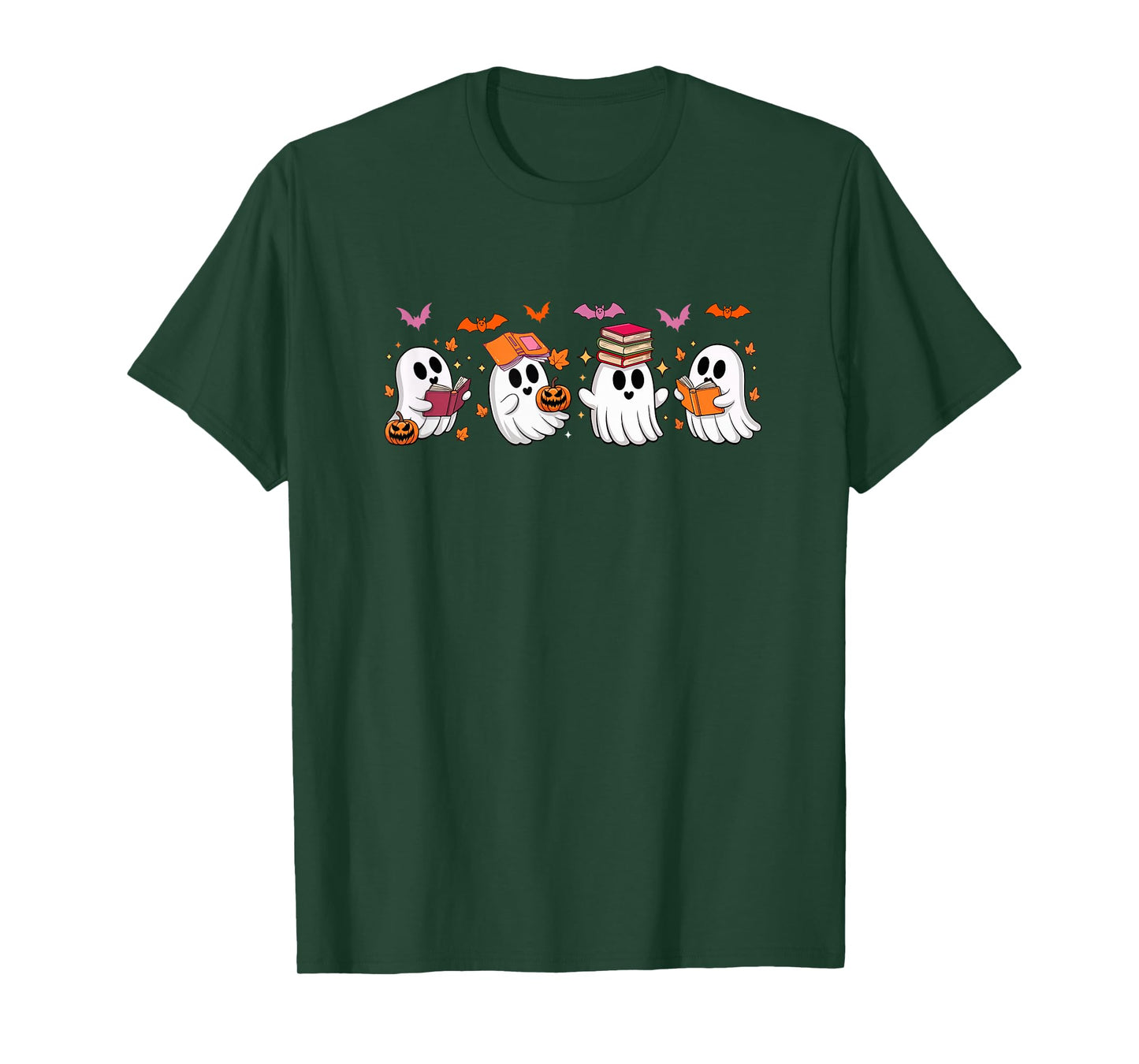 Halloween Group Boo Ghosts Reading Books Bookworm Librarian T-Shirt