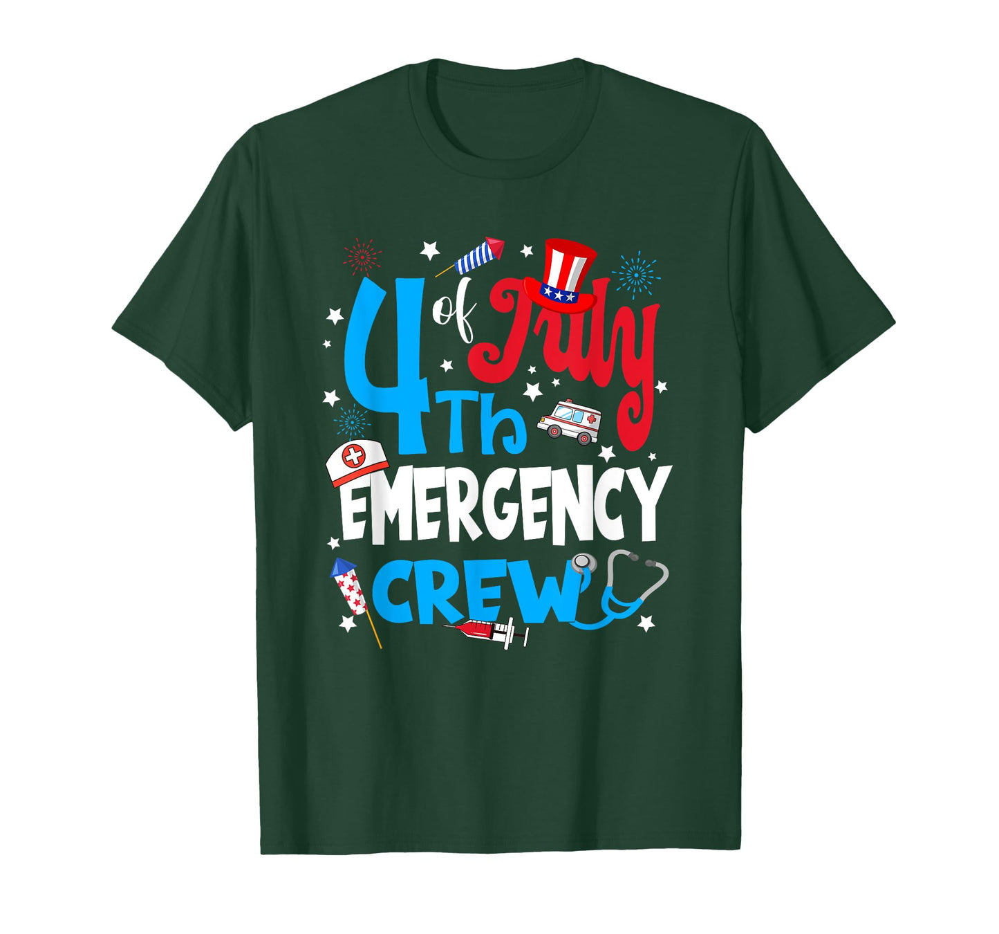 4th Of July Emergency Crew Emergency Nurse Fireworks T-Shirt for Women Men