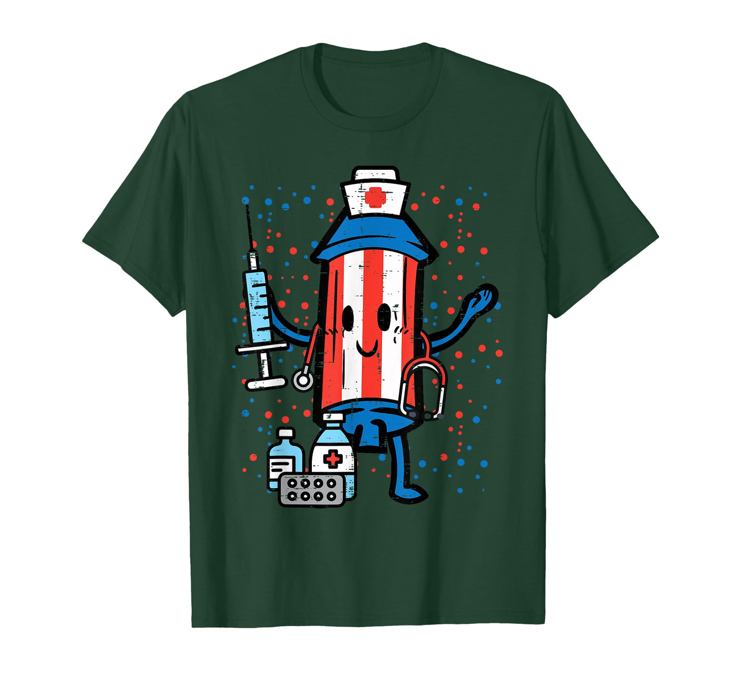4th Of July Firecracker Nurse Funny America Scrub Top Women T-Shirt