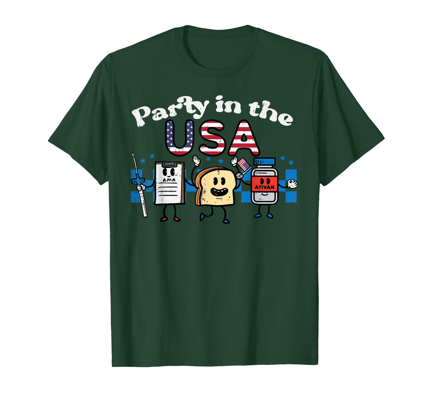 4th July Nurse Party USA Ativan Scrub Top Patriot Women Men T-Shirt