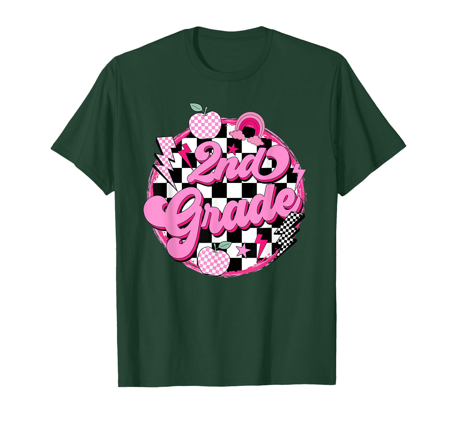 2nd Grade Teacher Women Retro Checkered First Day of School T-Shirt