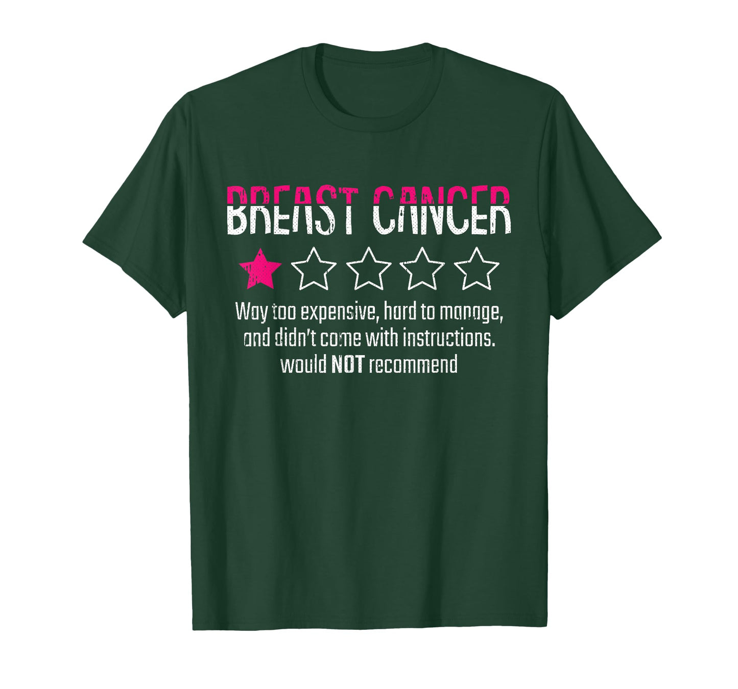 1 Star Rating Breast Cancer Awareness Funny Fighter T-Shirt
