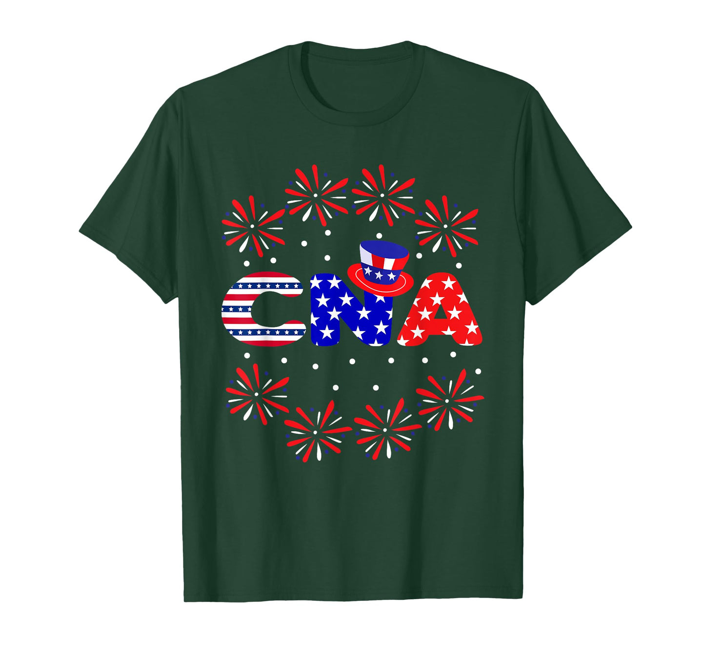 4th Of July CNA Nurse Red White Blue USA Flag Patriotic T-Shirt for Women Men