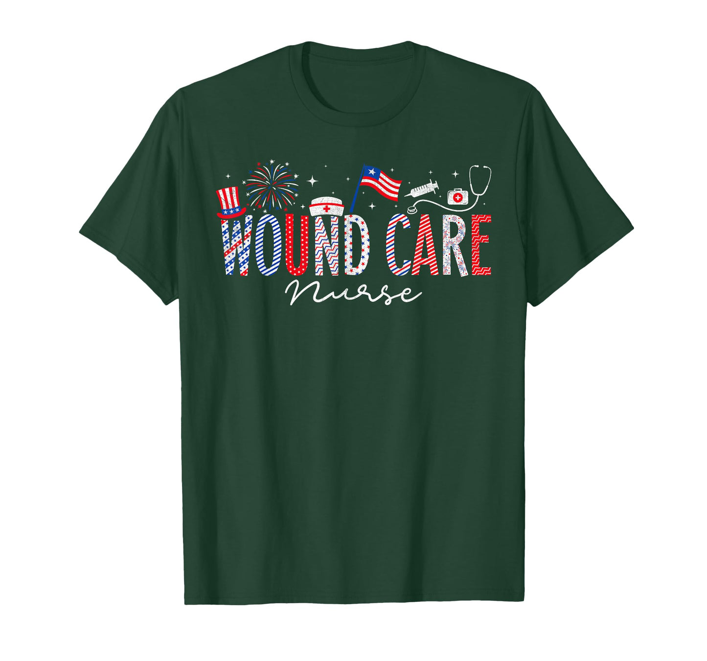4th Of July Wound Care Nurse Scrub Tops Patriotic Nurses T-Shirt