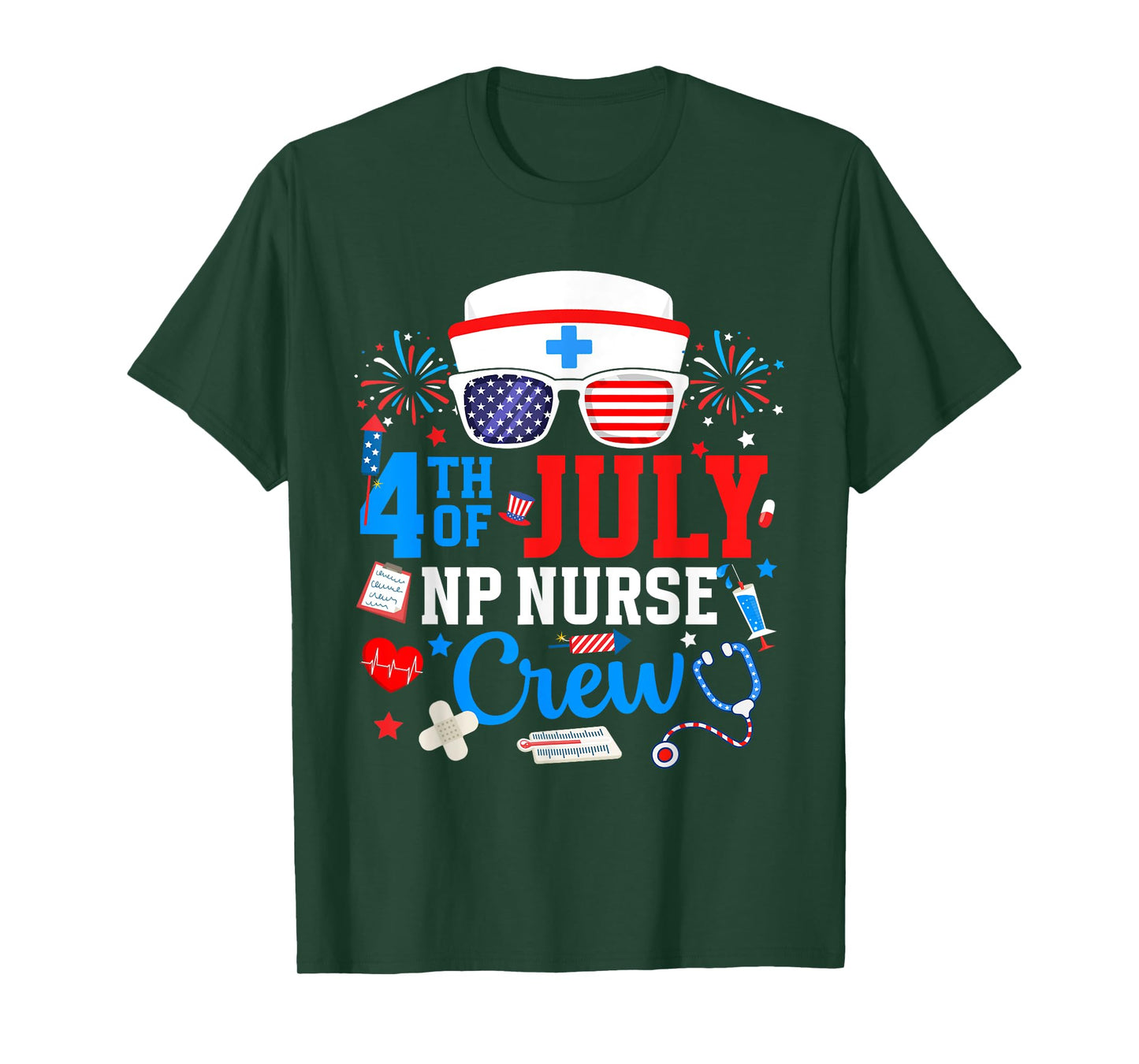 4th of July NP Nurse Crew Nurse Practitioner Patriotic Nurse T-Shirt for Women Men