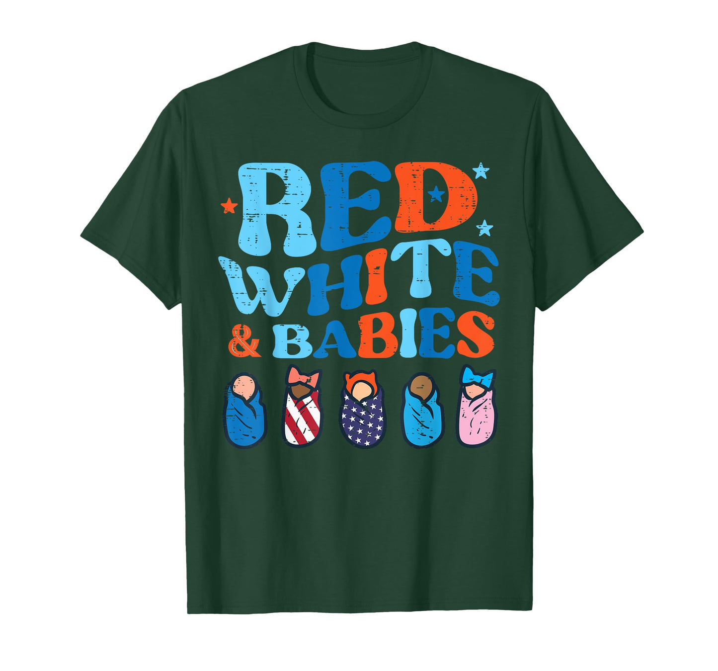 4th July Nicu Nurse Red White Babies Patriot Scrub Top Women T-Shirt