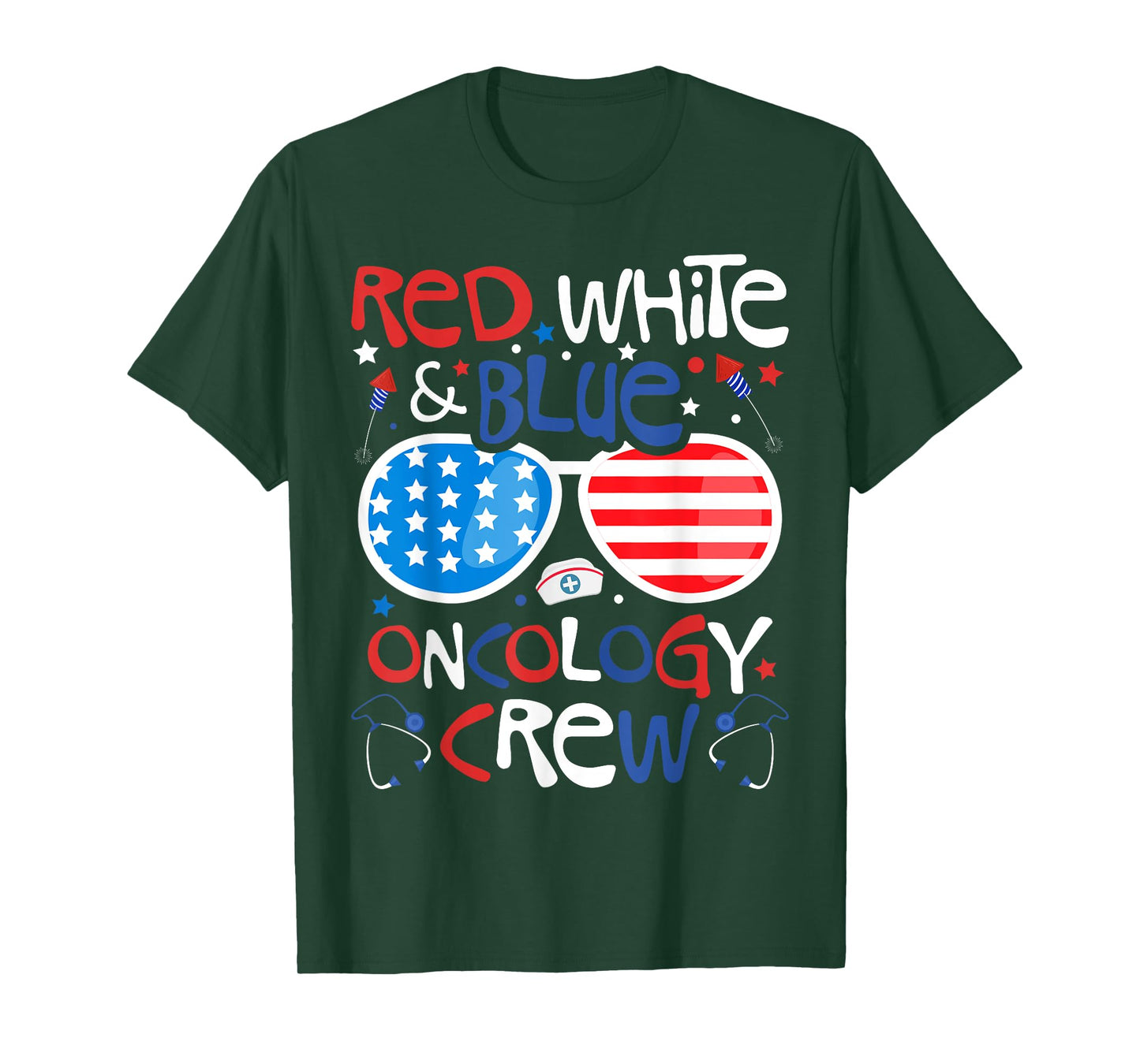 4th of July Red White Blue Oncology Crew Patriotic Nurse T-Shirt
