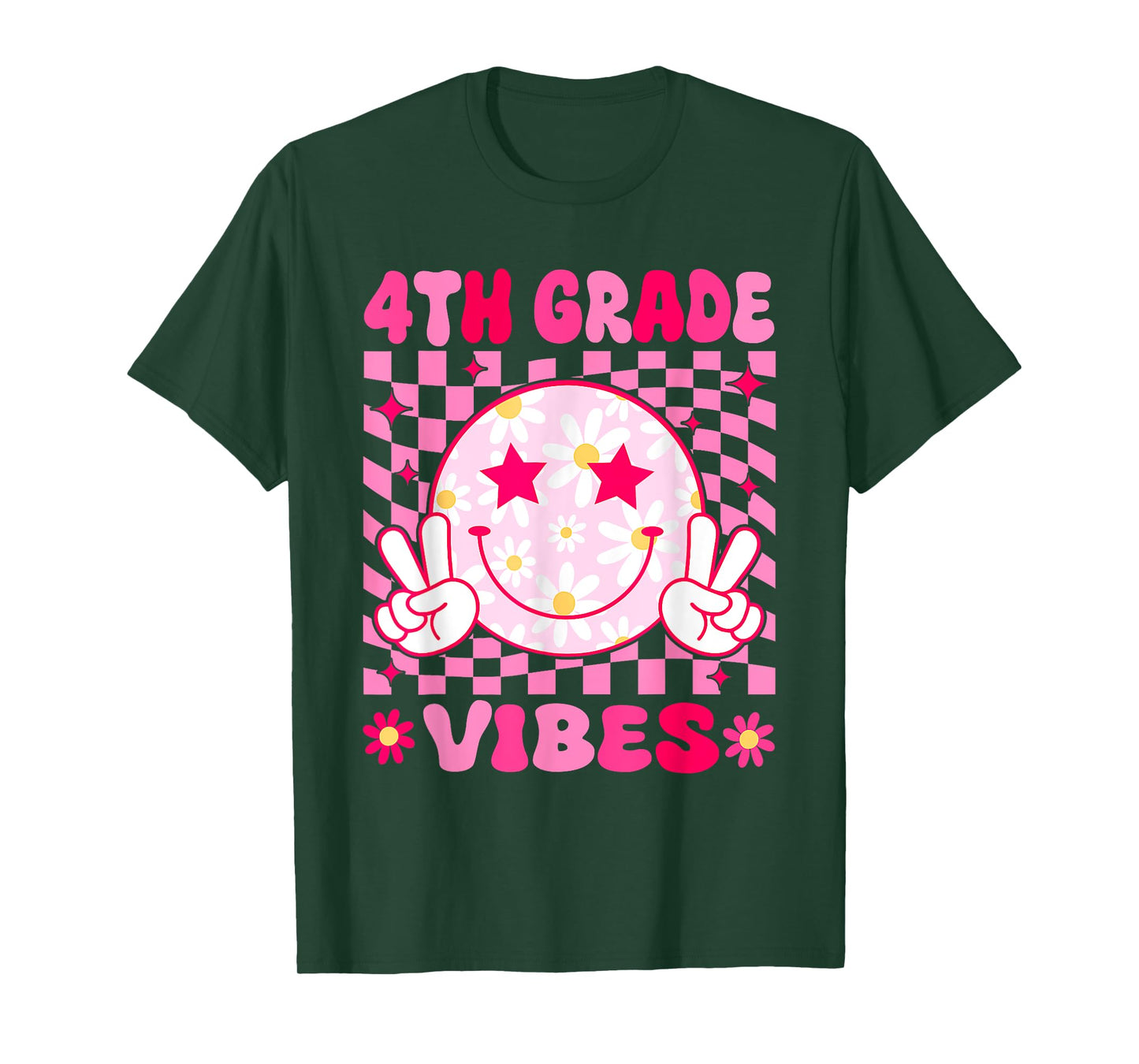 4th Grade Vibes Smile Face Fourth grade Girls Back to School T-Shirt