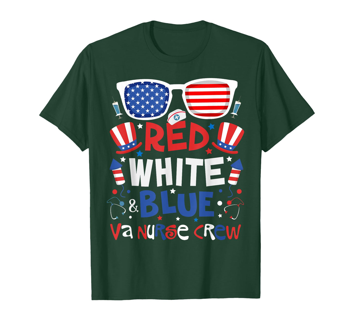 4th of July Red White Blue VA Nurse Crew Patriotic Nurse T-Shirt