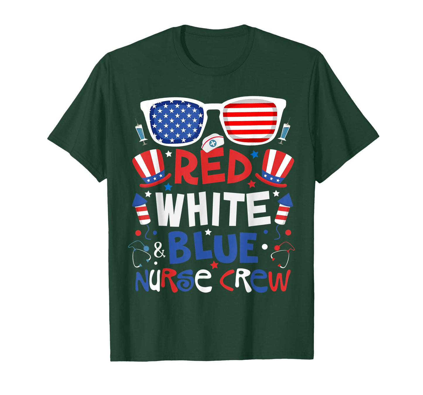 4th Of July Nurse Crew Scrub Tops Patriotic Nurses Matching T-Shirt for Women Kids Men