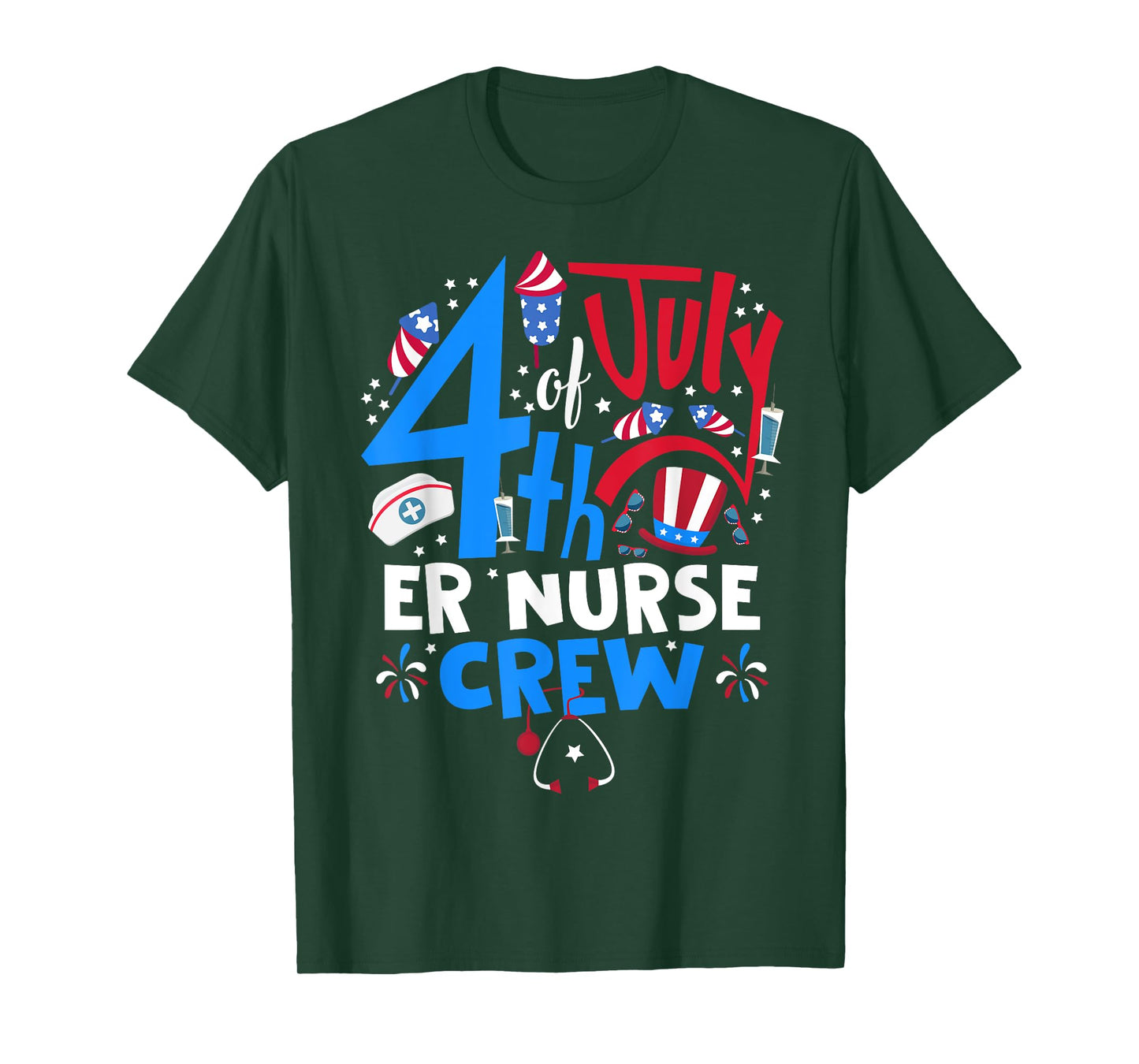 4th of July ER Nurse Crew Emergency Room Nurse In 4th July T-Shirt for Women Men